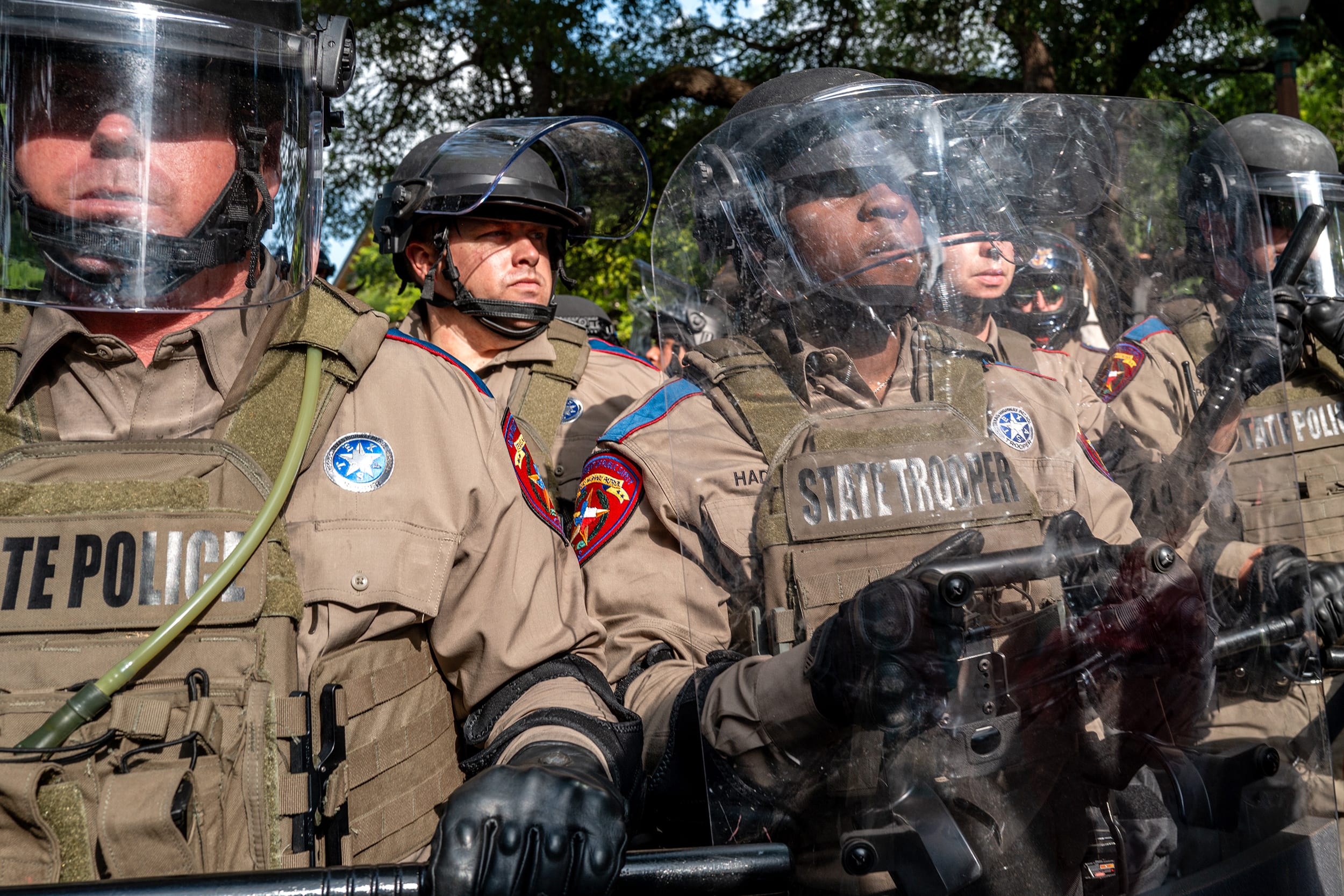 Image: Students At UT Austin Hold Protest Supporting Gaza israel hamas conflict riot gear state troopers police