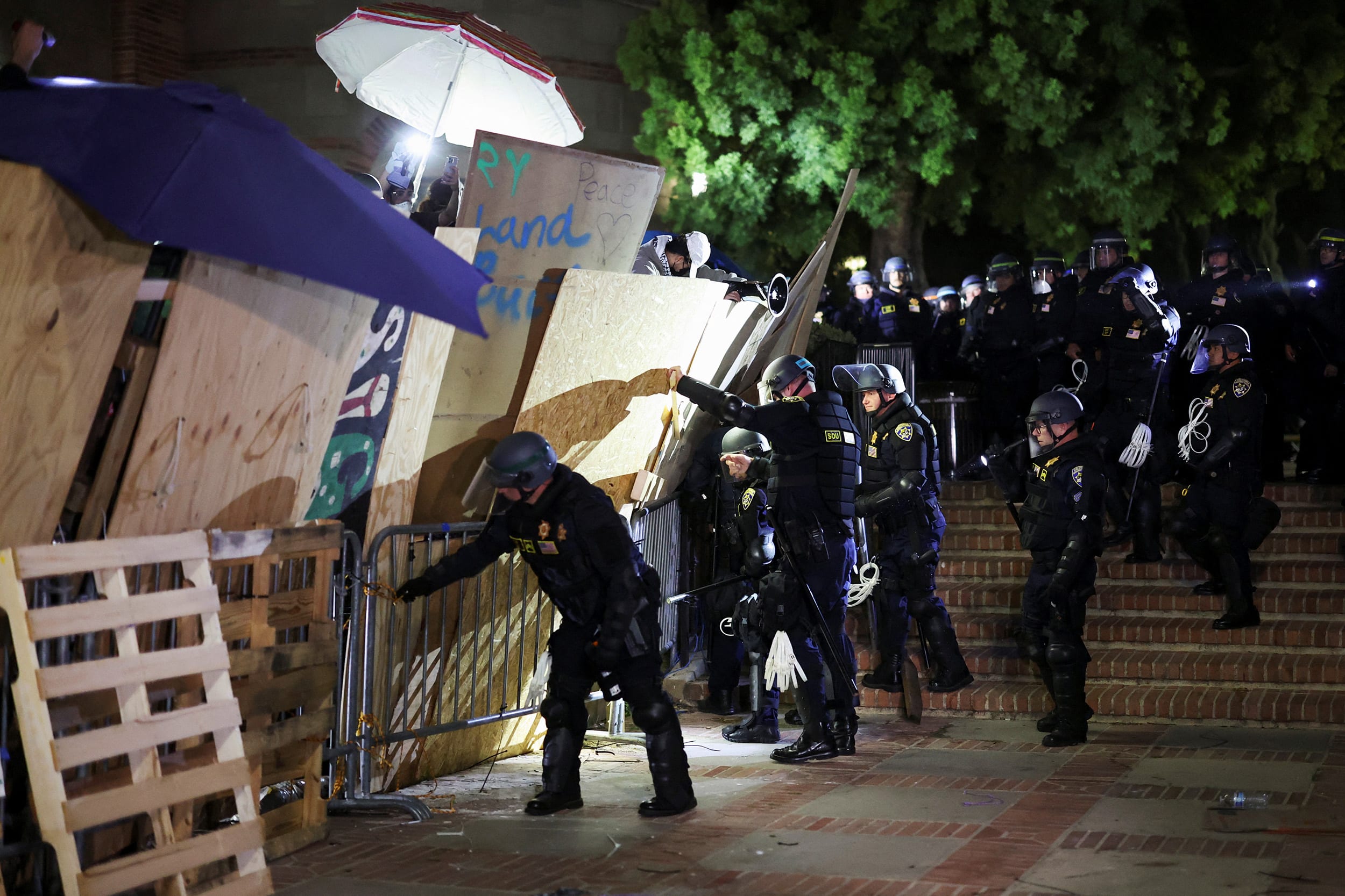 Protesters gather at the University of California Los Angeles