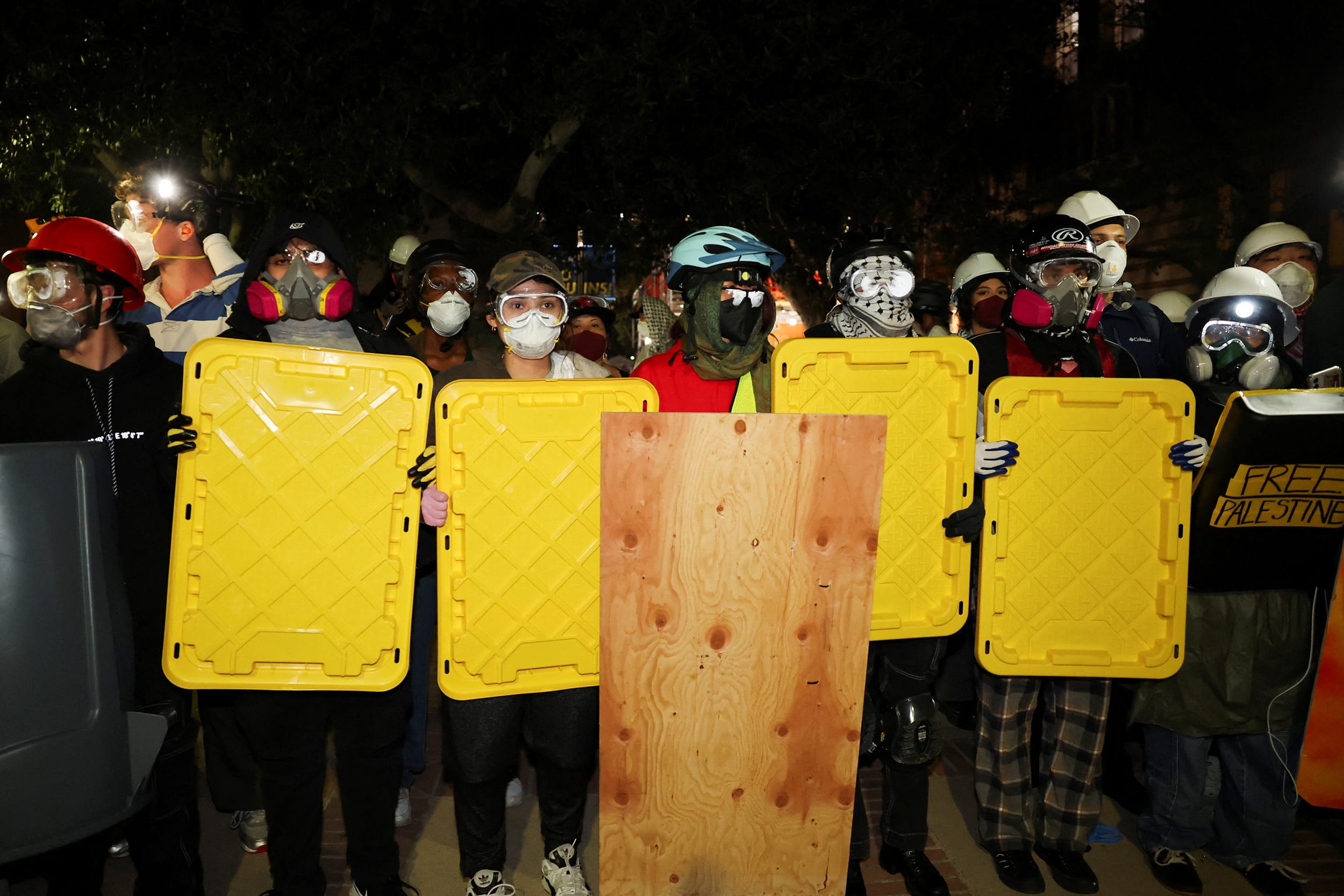 Protesters gather at the University of California Los Angeles