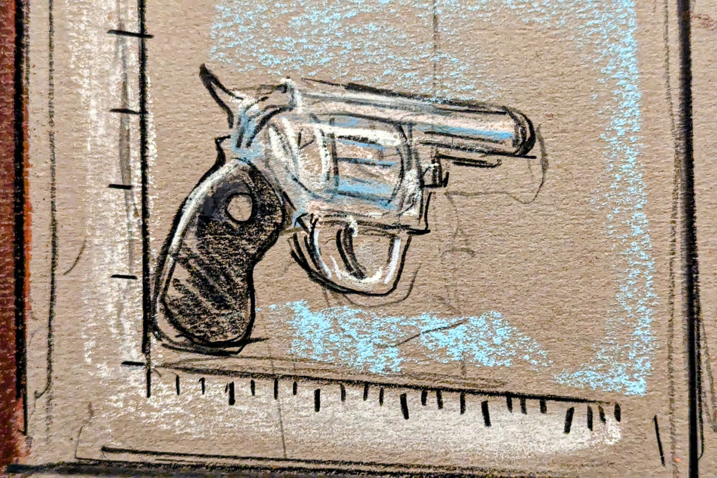 Sketch of gun evidence.
