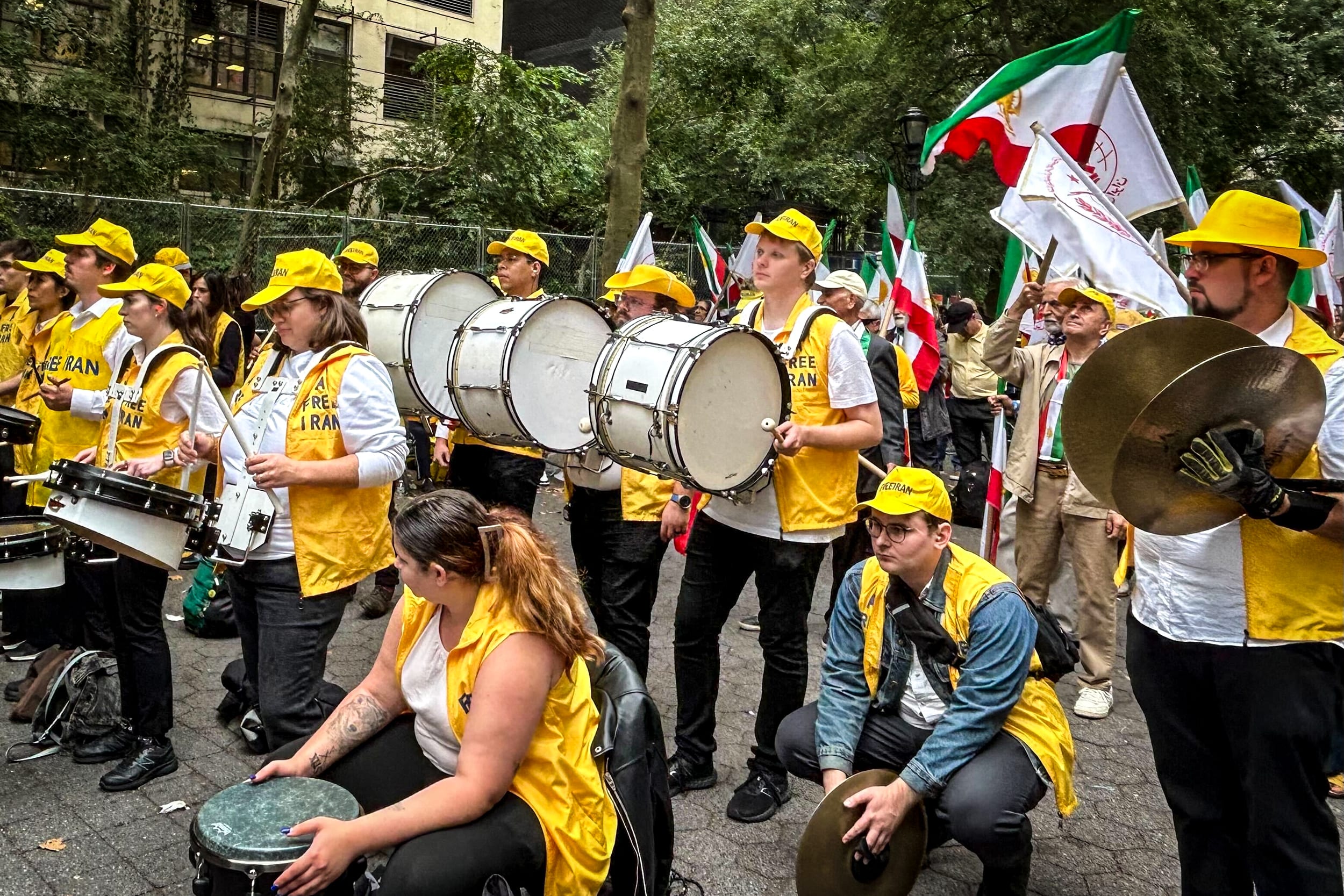 An Iranian American pro-democracy protest in front the United Nations in New York