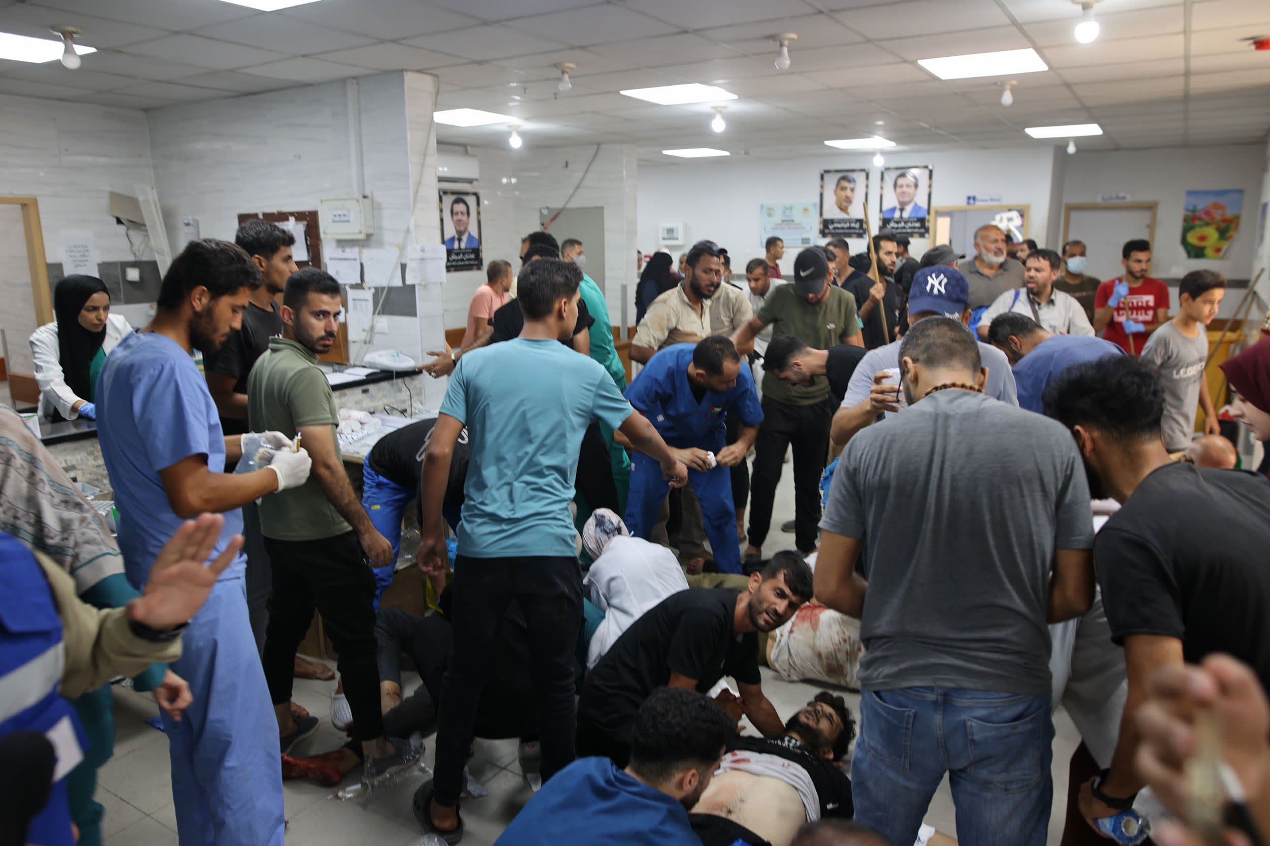 Injured Palestinians are treated at Gaza hospital