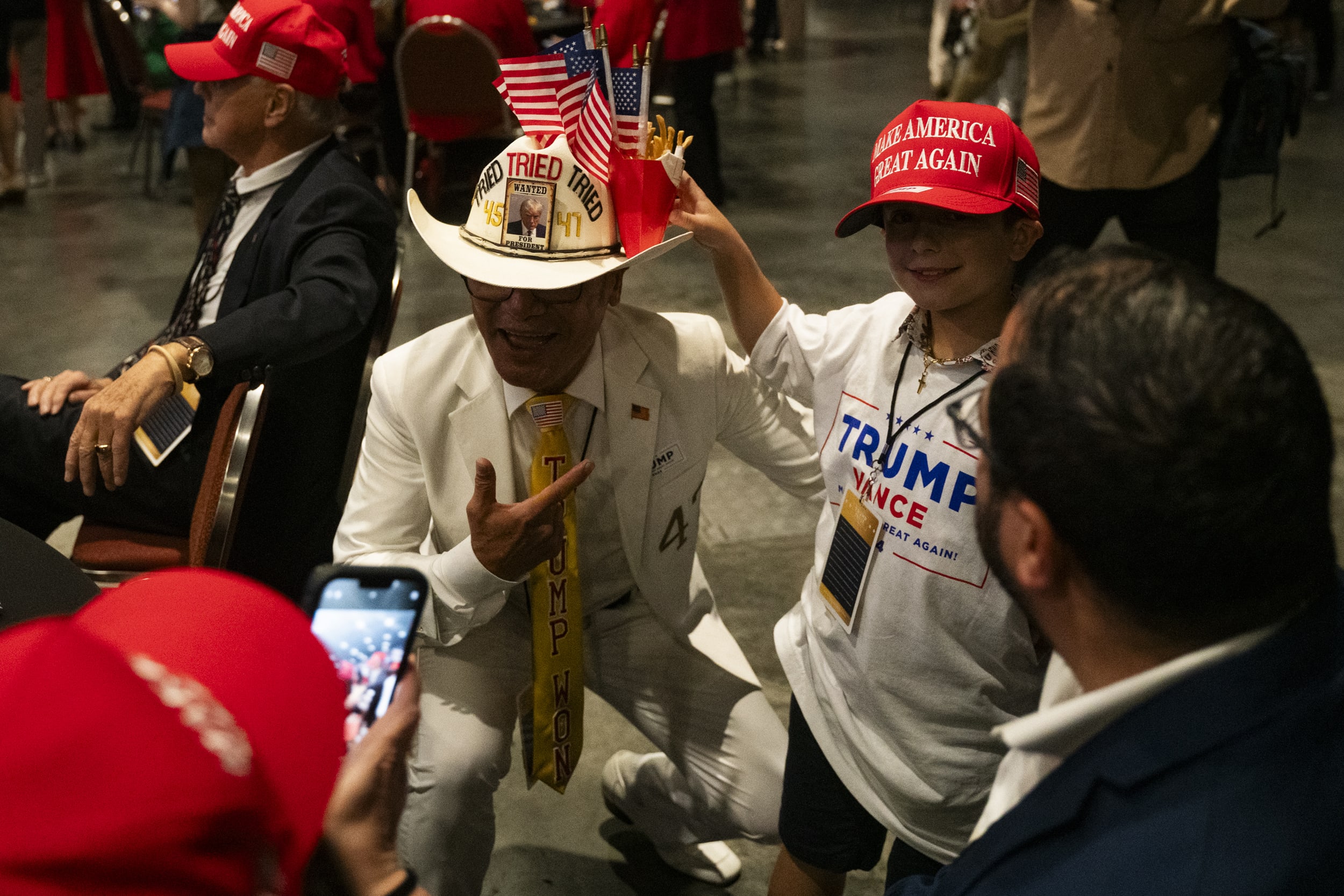 People wait for election results to be called at Donald J. Trump’s Election Night Watch Party