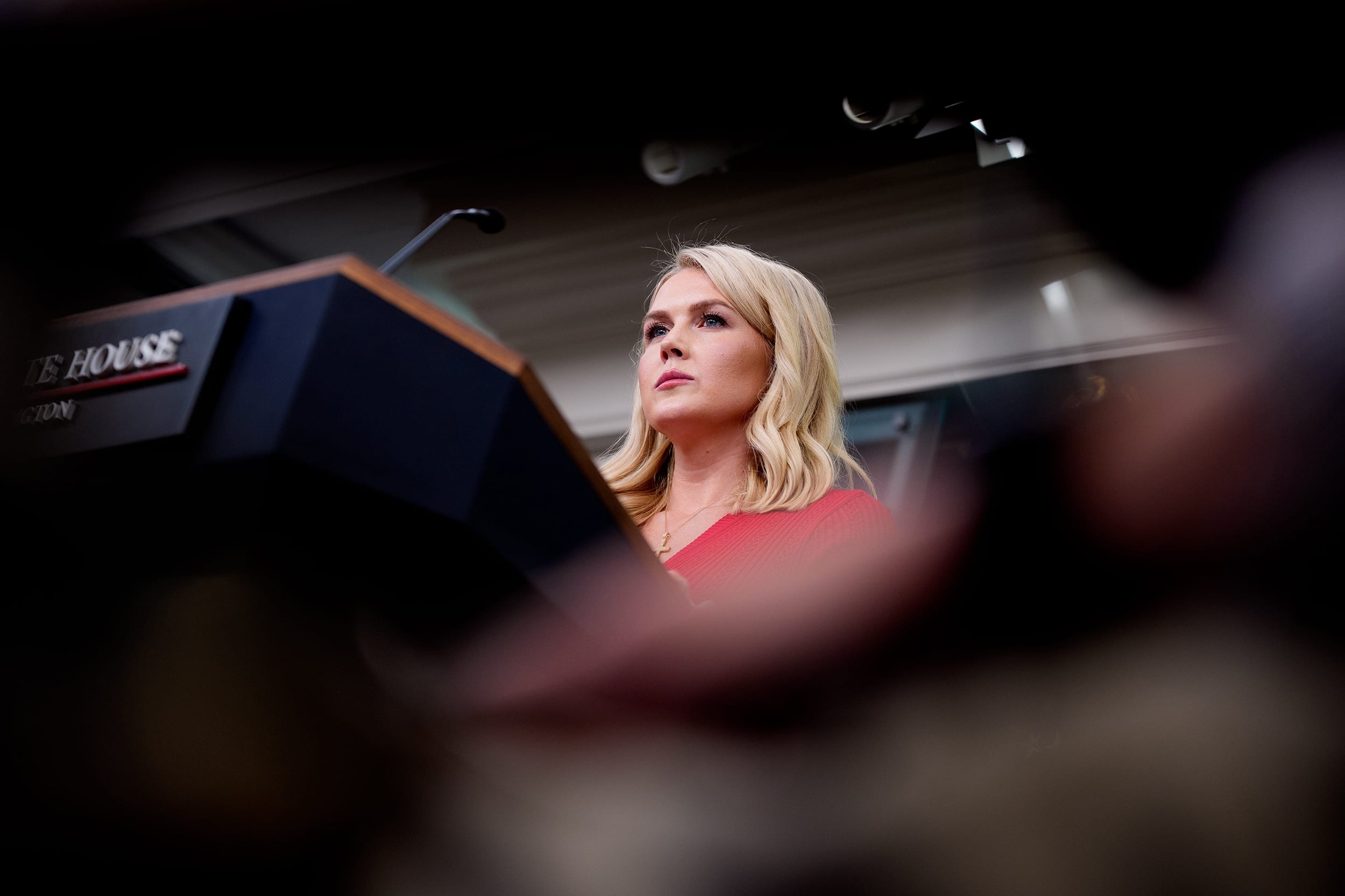 White House press secretary Karoline Leavitt takes a question 