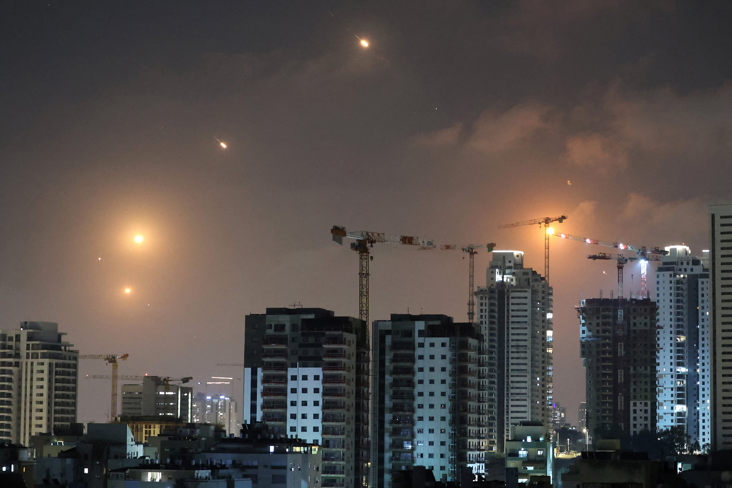 Image: Rocket trails in the sky above Netanya in Israel