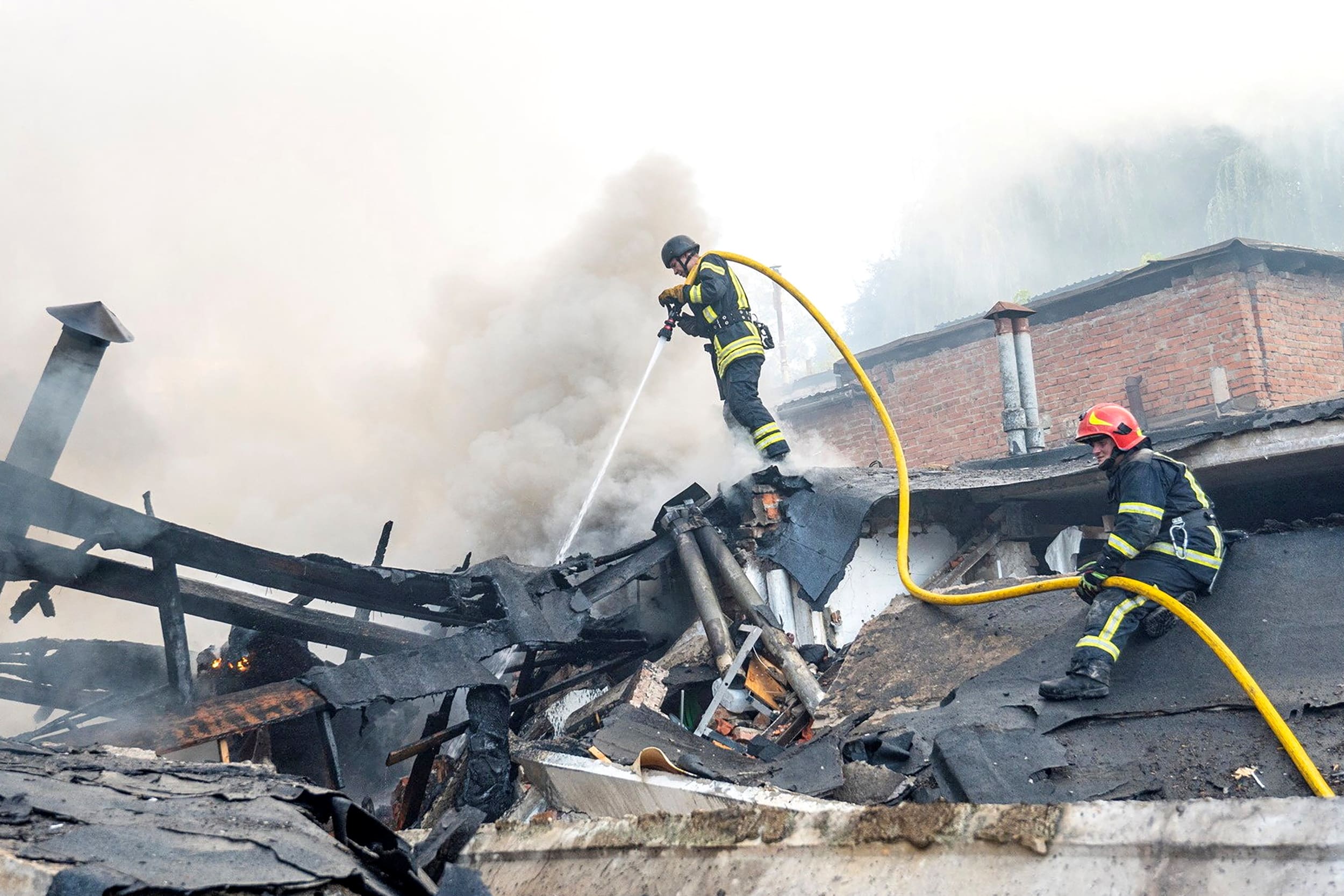 Aftrmath of a Russian drone and missile attack in Khmelnytskyi