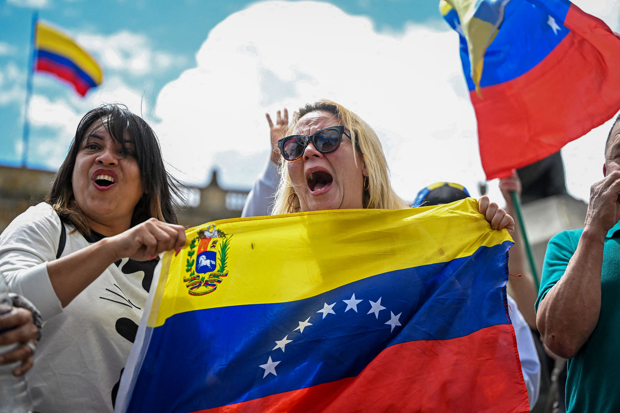 People celebrate on the streets.