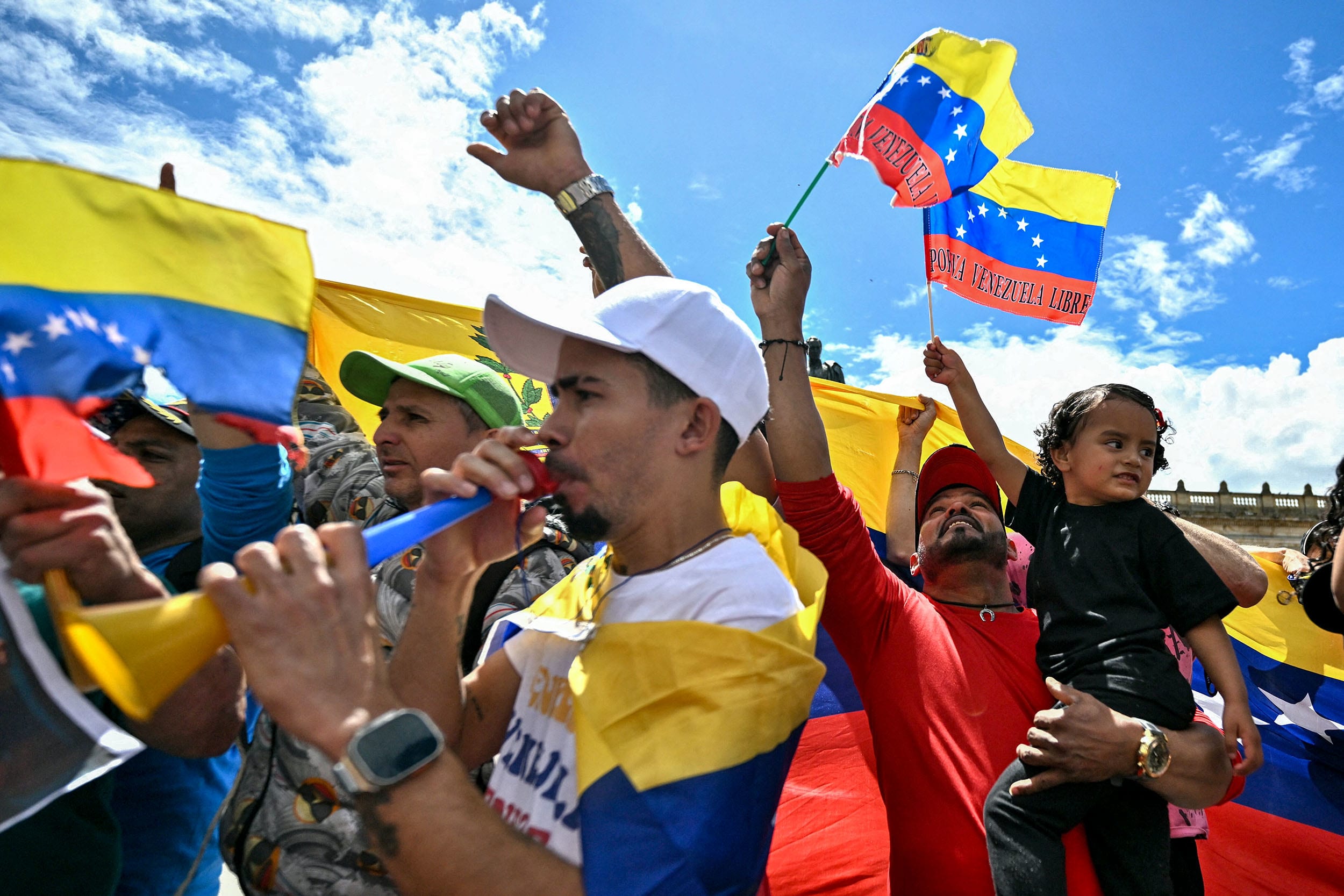 People celebrate on the streets.