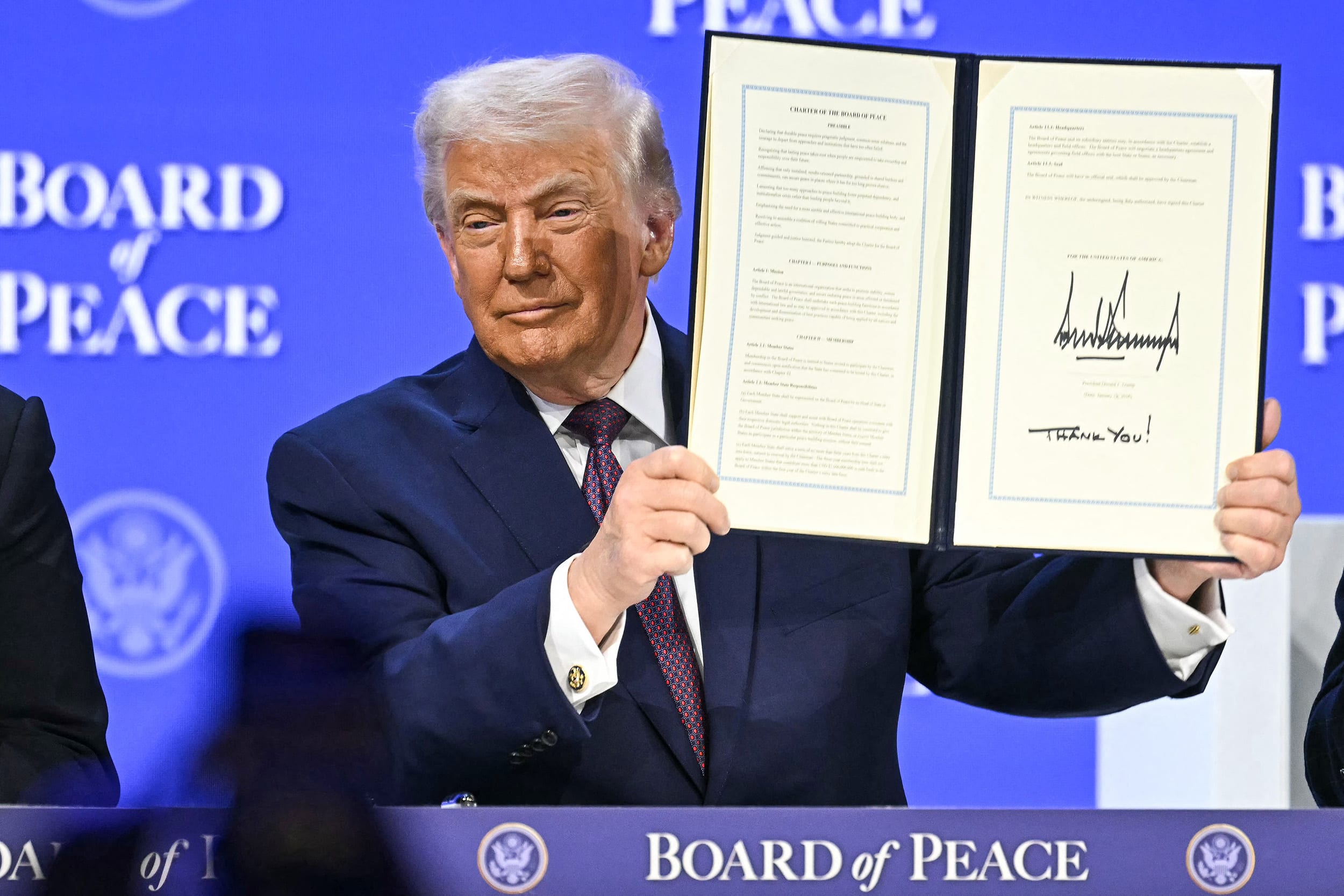 US President Donald Trump will show off his new "Board of Peace" at Davos on January 22, 2026 burnishing his claim to be a peacemaker a day after backing off his own threats against Greenland. 