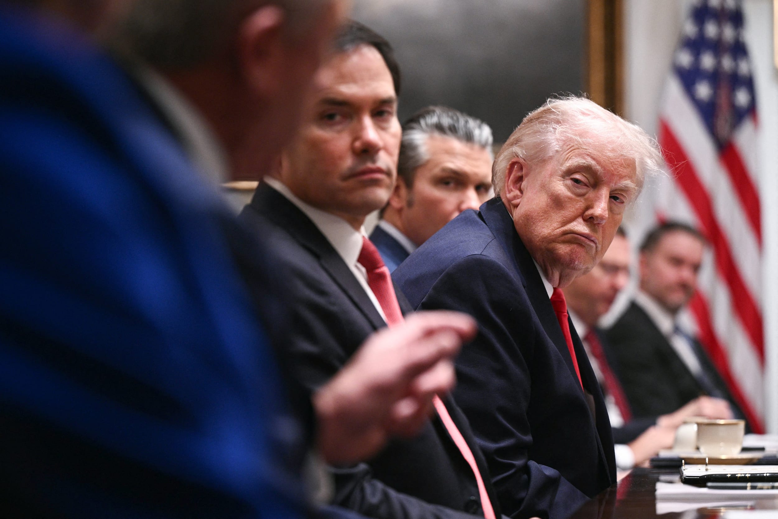 President Donald Trump listens during a Cabinet meeting