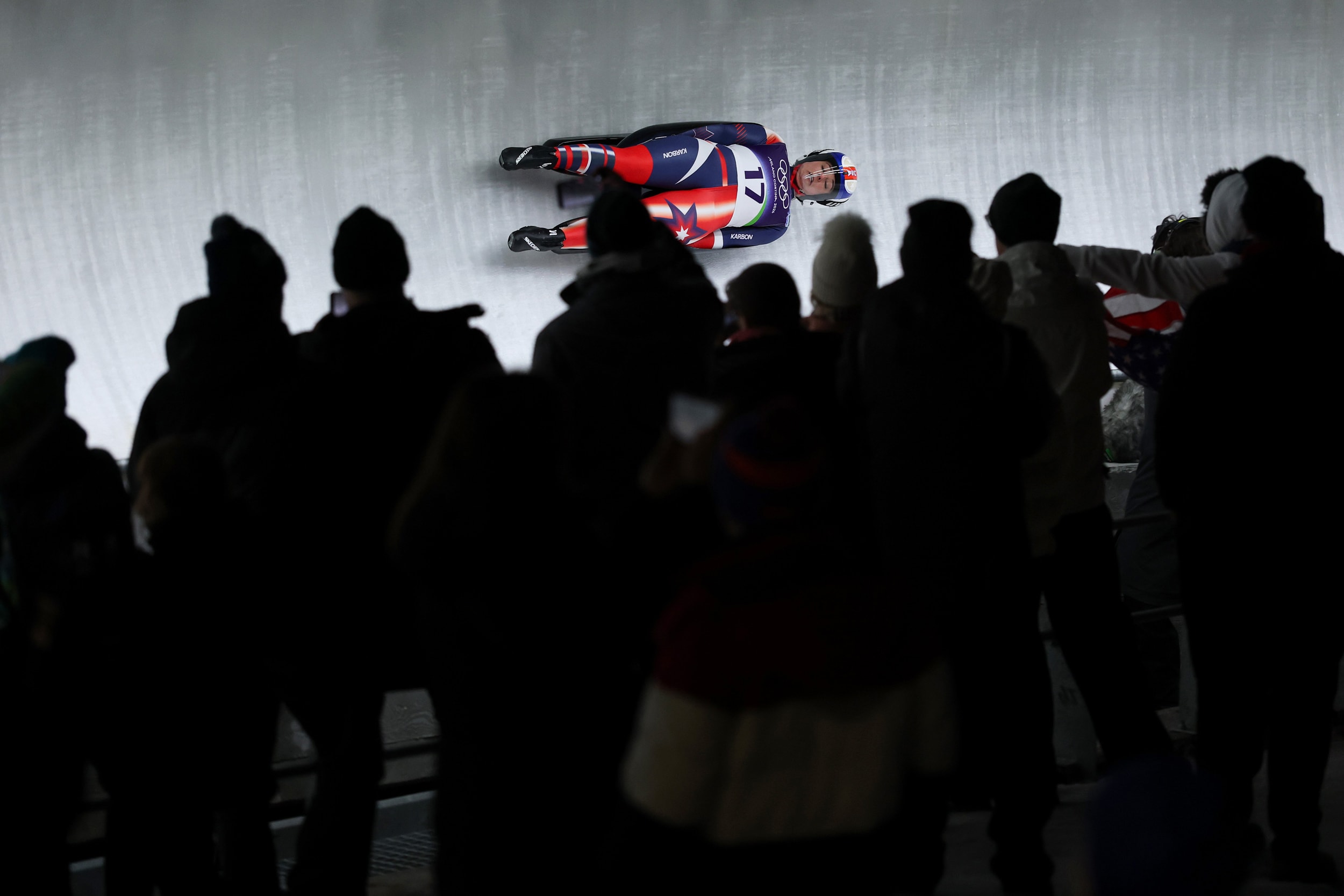 Emily Fischnaller of Team United States competes in the Women's Singles Run 2 on day three of the Milano Cortina 2026 Winter Olympic games at Cortina Sliding Centre on February 09, 2026 in Cortina d'Ampezzo, Italy. 