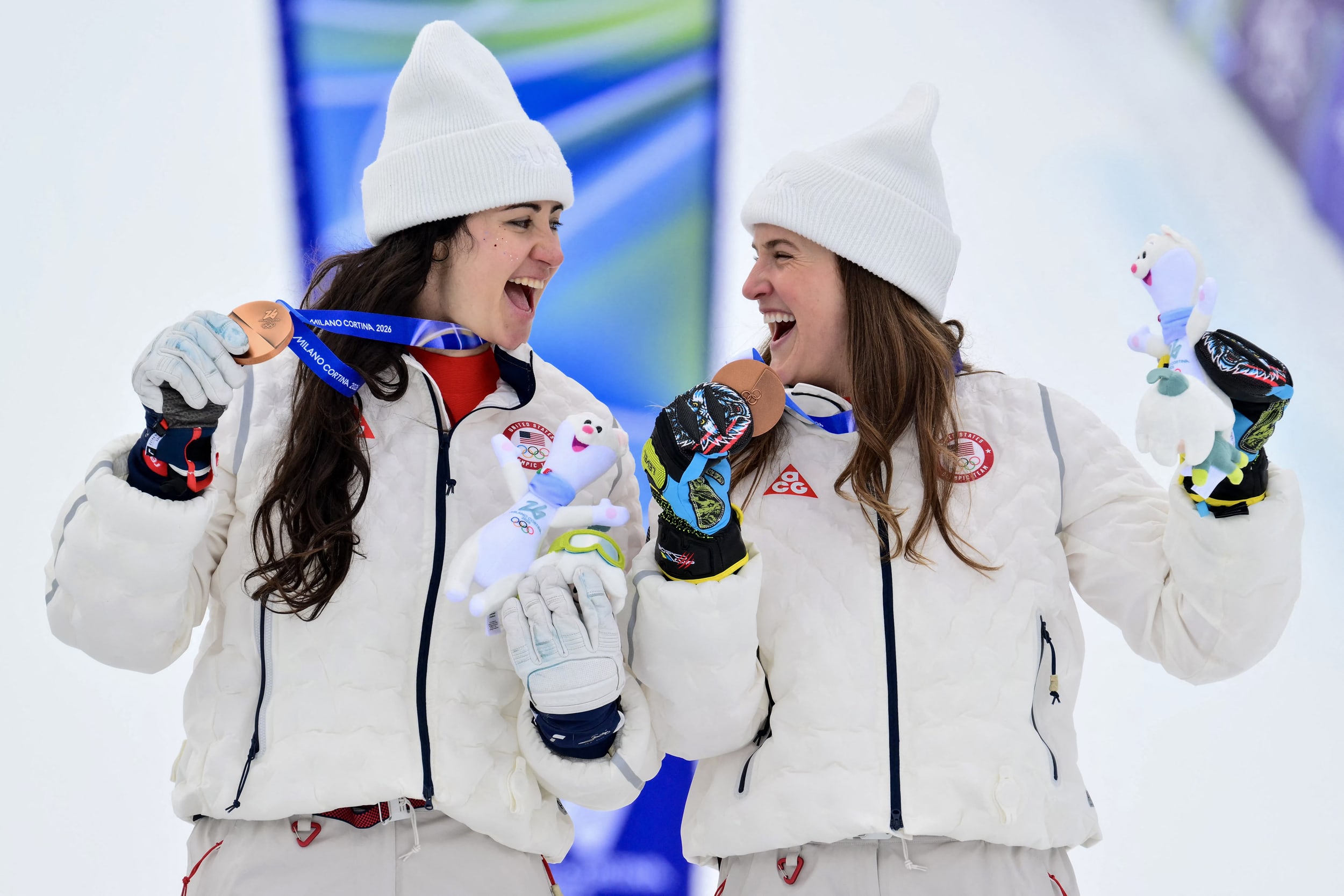 Bronze medallists Jacqueline Wiles and Paula Moltzan of the U.S.