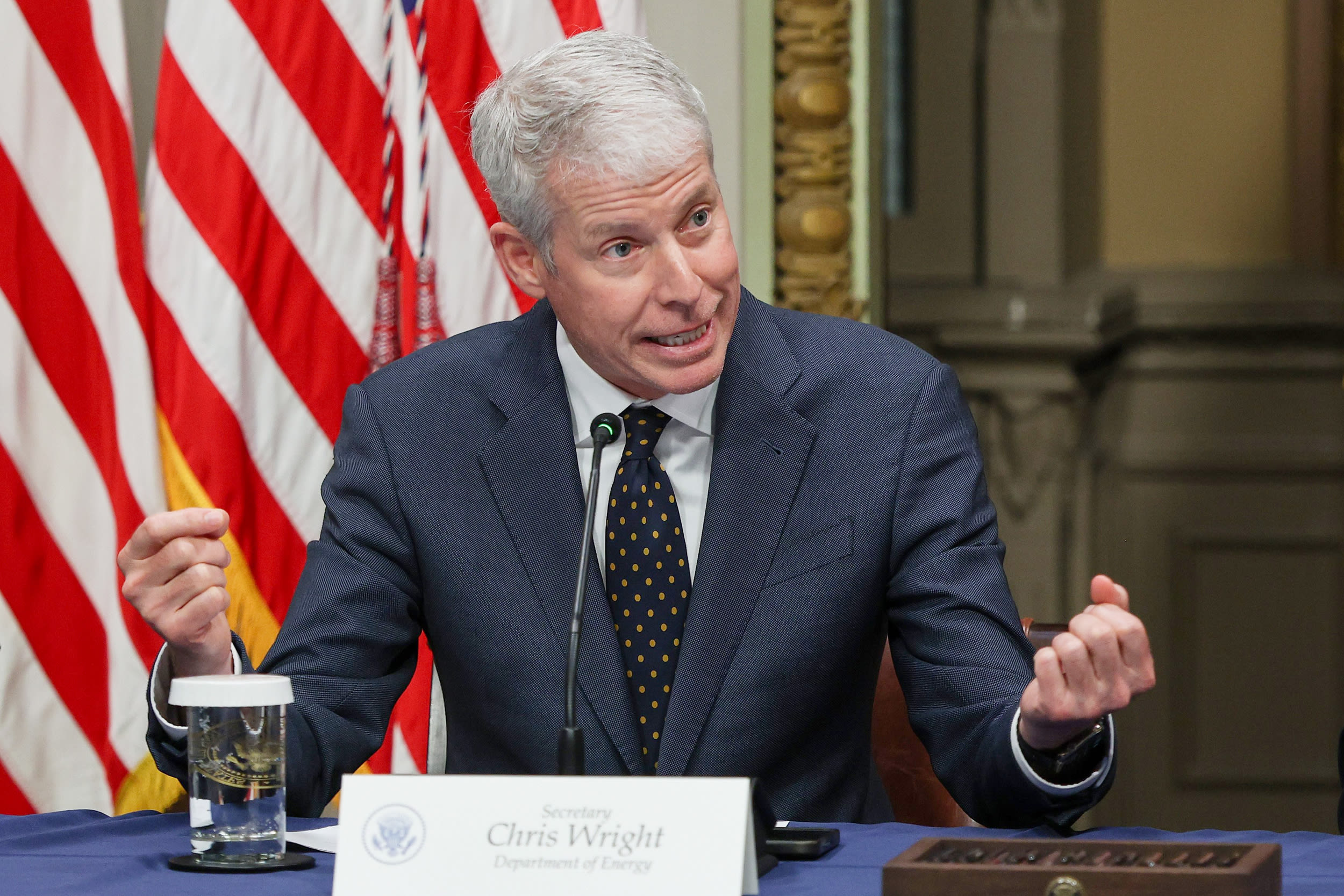 U.S. Energy Secretary Chris Wright speaks during a roundtable meeting at the White House.