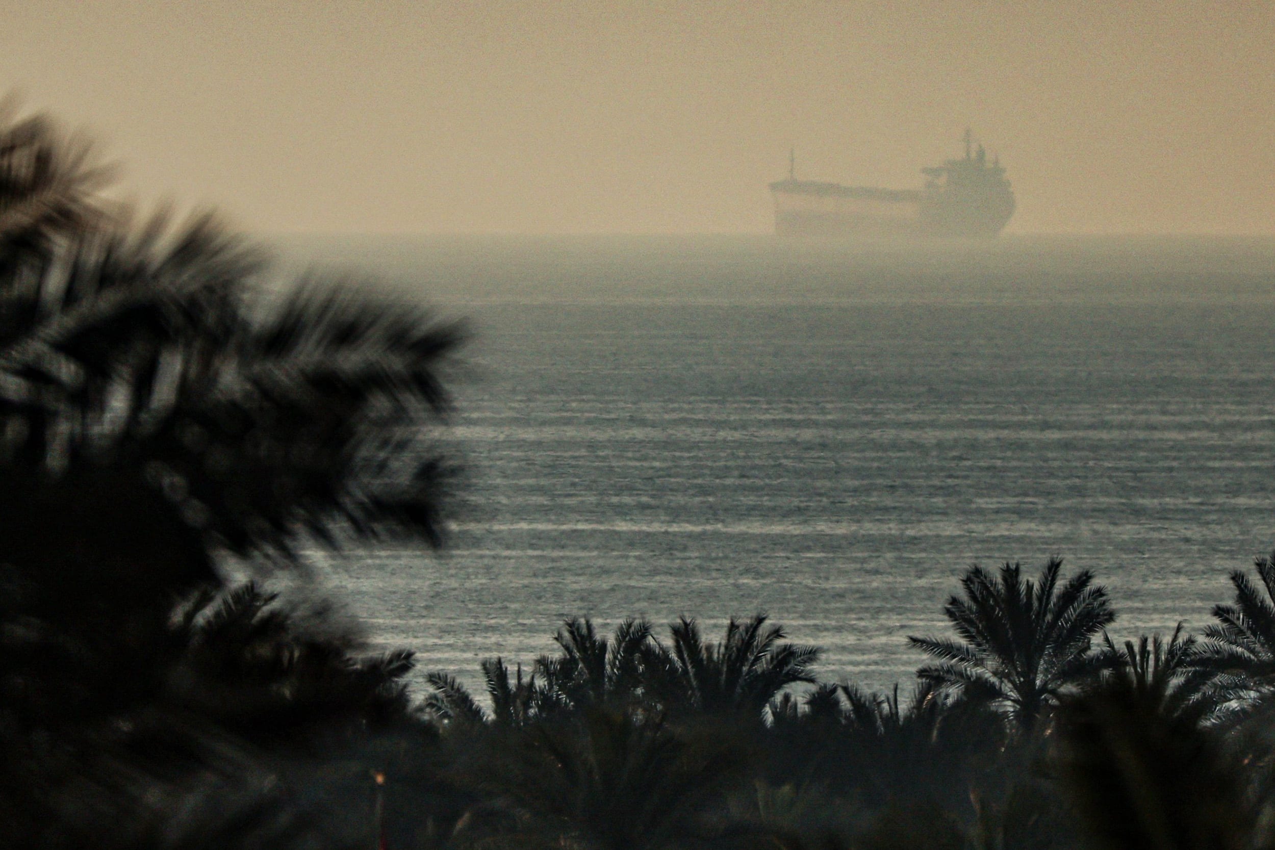 A tanker passes through the Strait of Hormuz near Dubai on Feb. 25, 2026.