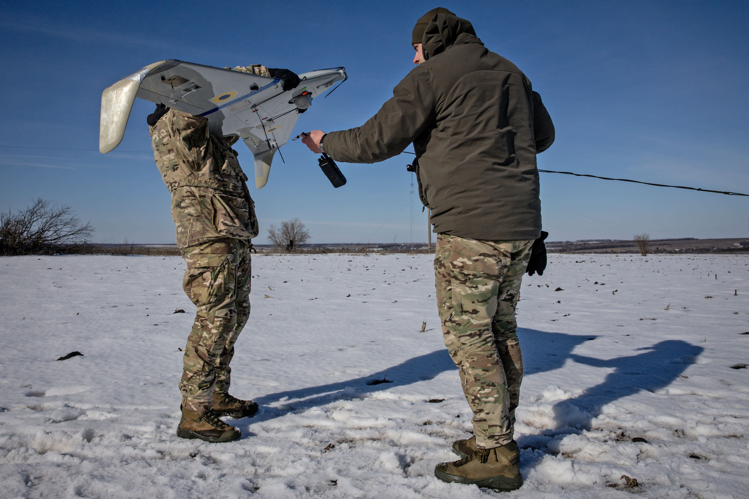 A special operations unit of the National Guard of Ukraine prepare to launch a reconnaissance drone on Feb. 27, 2026, near Kharkiv.