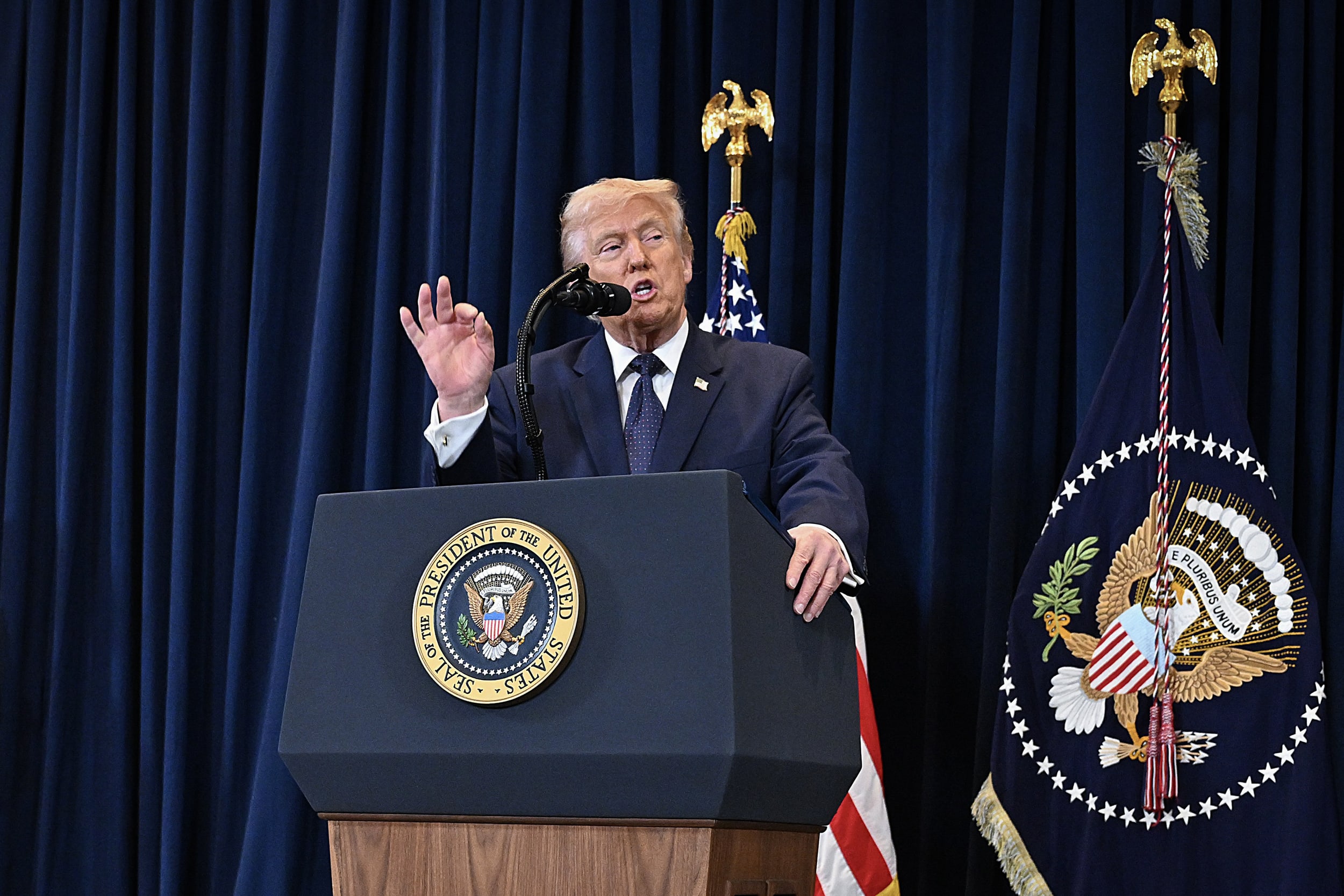President Trump Speaks To The Press During A News Conference In Doral, Florida