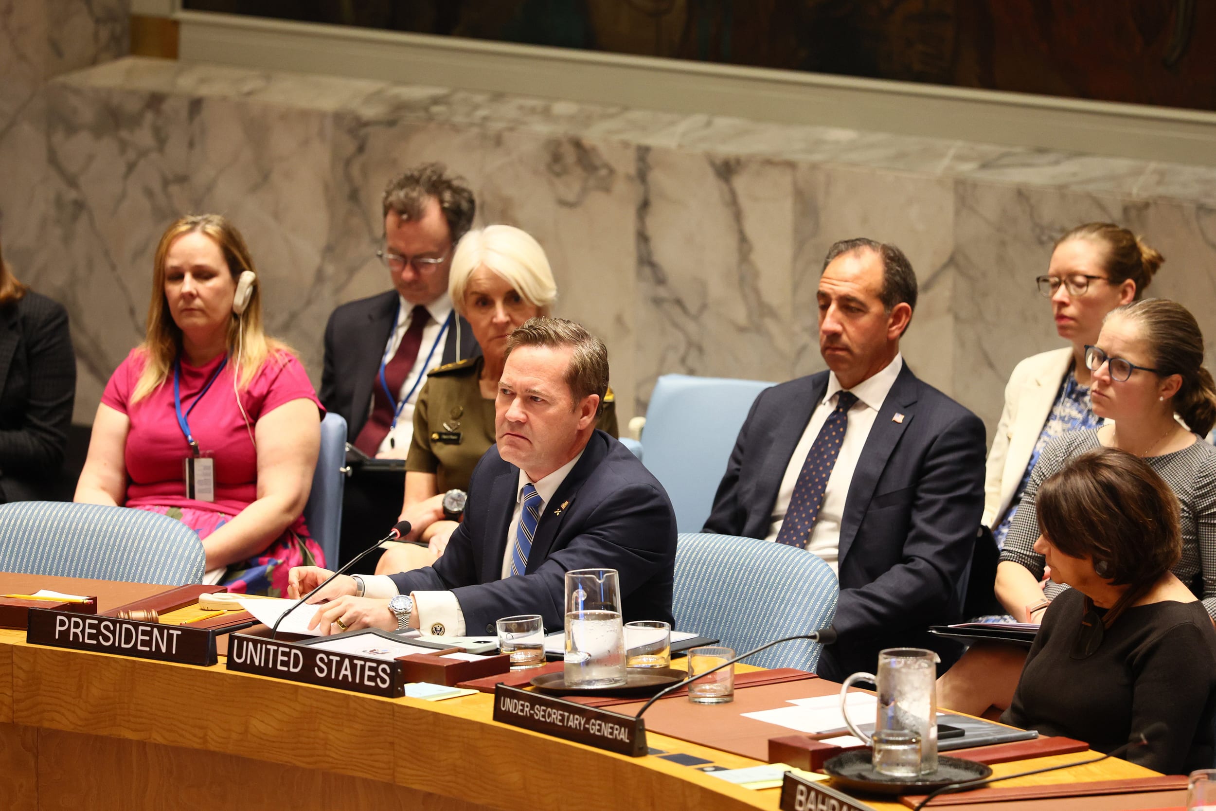 Mike Waltz, U.S. ambassador to the UN and president of the Security Council for the month of March, speaks at U.N. headquarters on March 11, 2026.