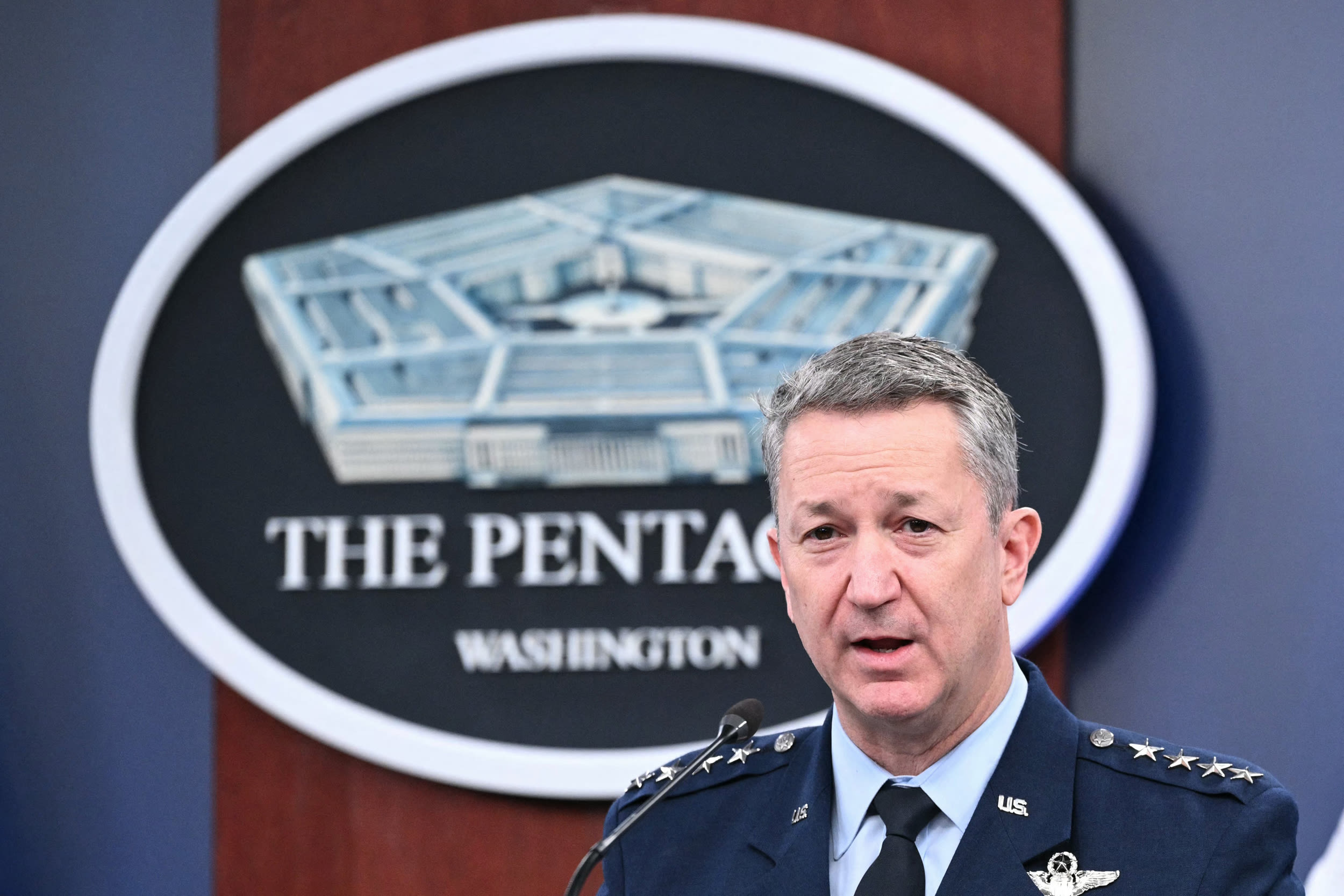 Chairman of the Joint Chiefs of Staff Gen. Dan Caine speaks at the Pentagon on March 19, 2026. 