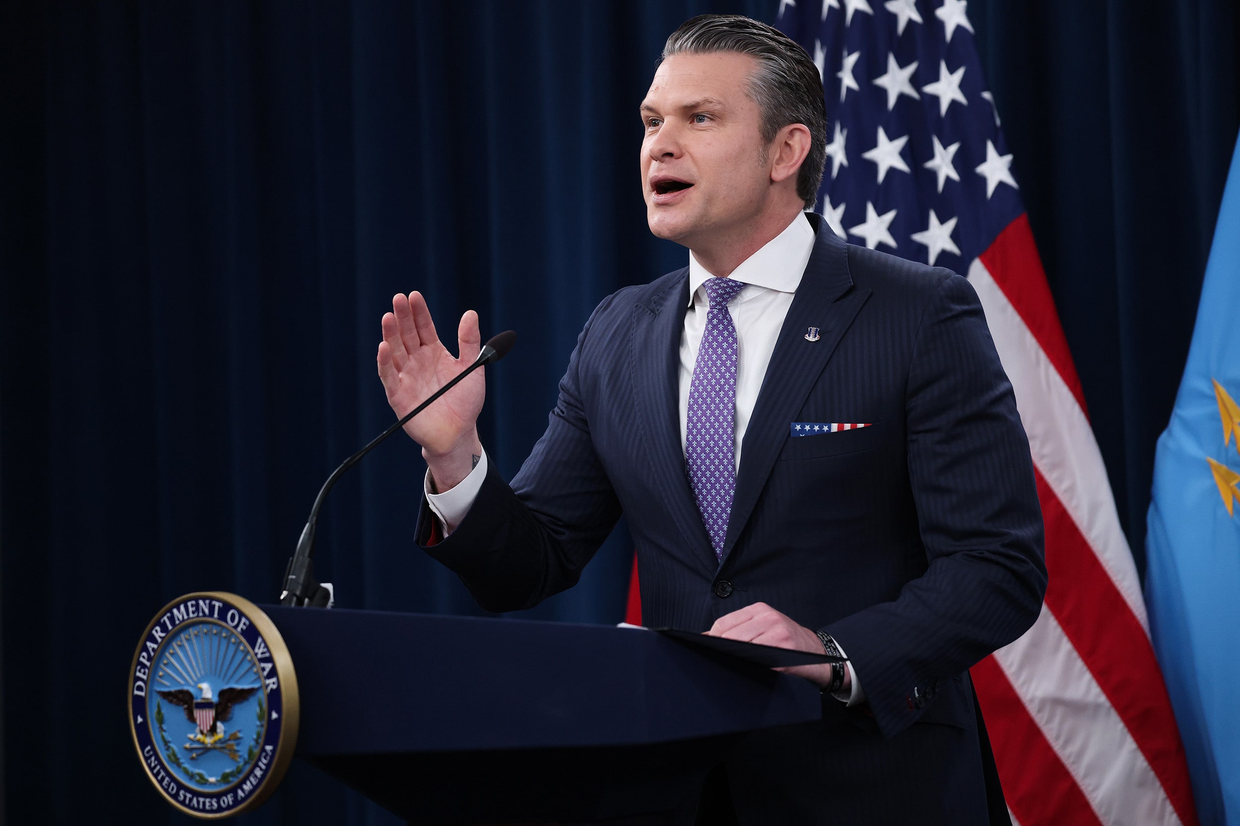 Pete Hegseth And Dan Caine Hold Pentagon Press Briefing On Operation Epic Fury