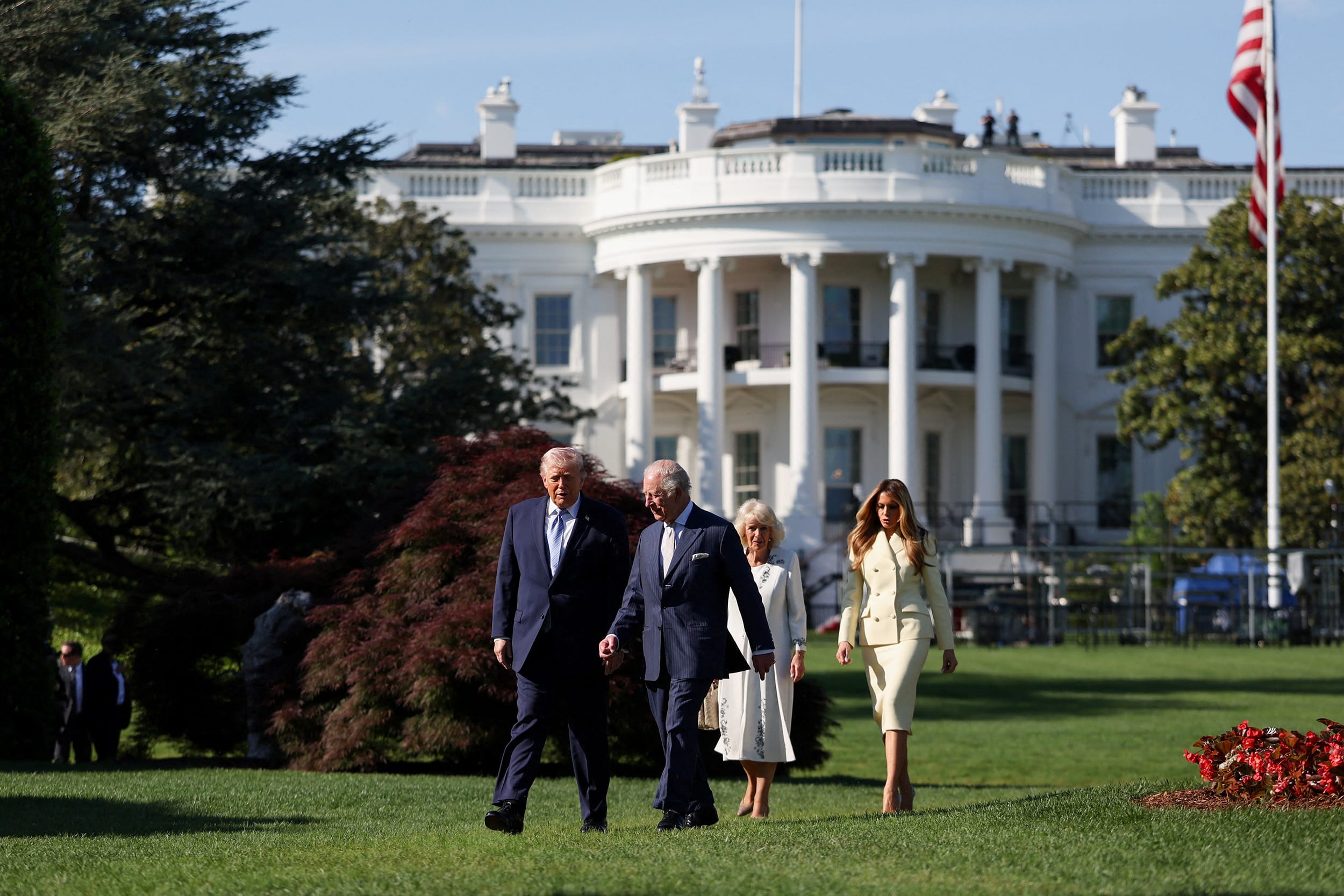 U.S. President Donald Trump, first lady Melania Trump, Britain's King Charles and Queen Camilla.