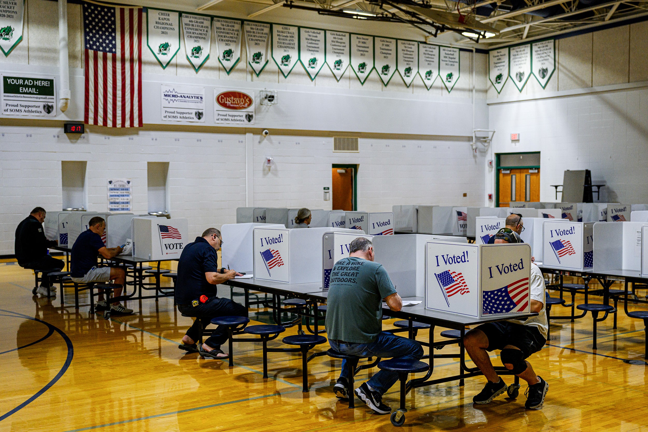 Voters cast their ballots.