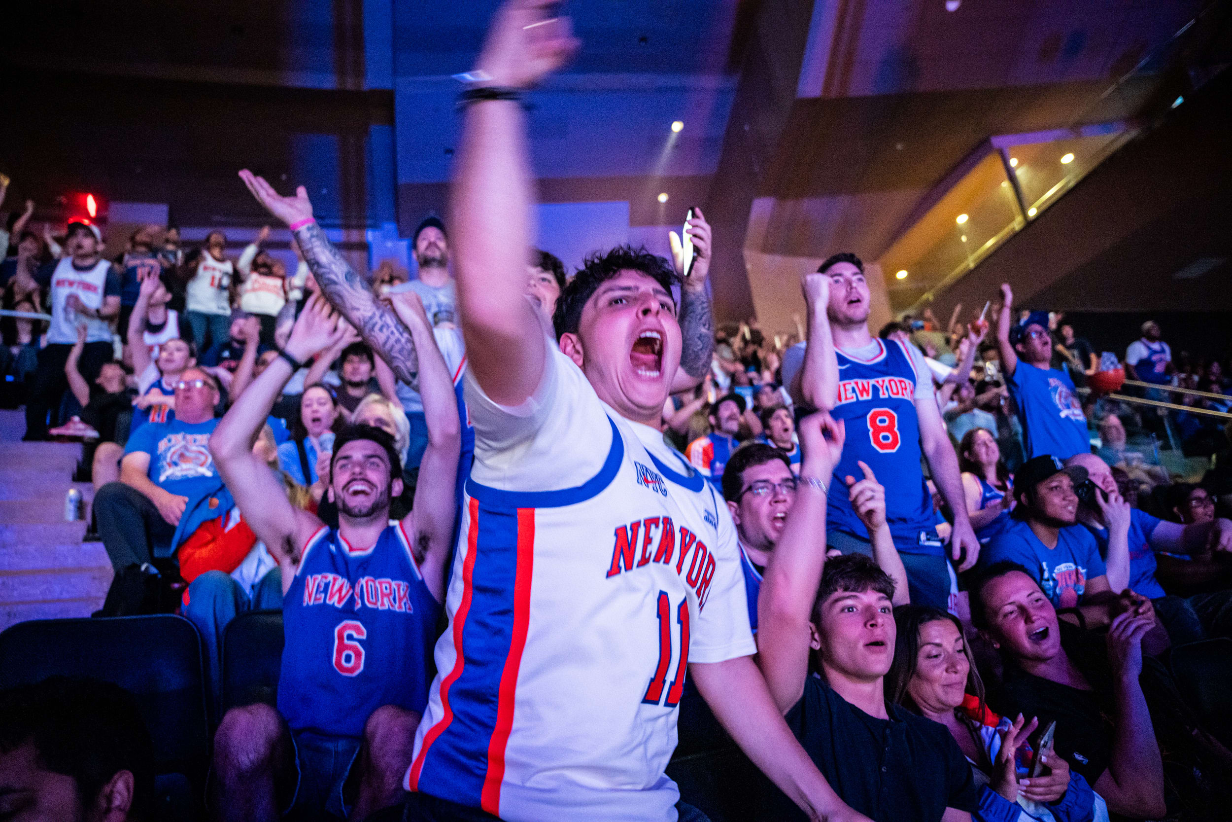 New York Knicks Fans Gather To Watch Game Two Of The NBA Finals Against San Antonio Spurs