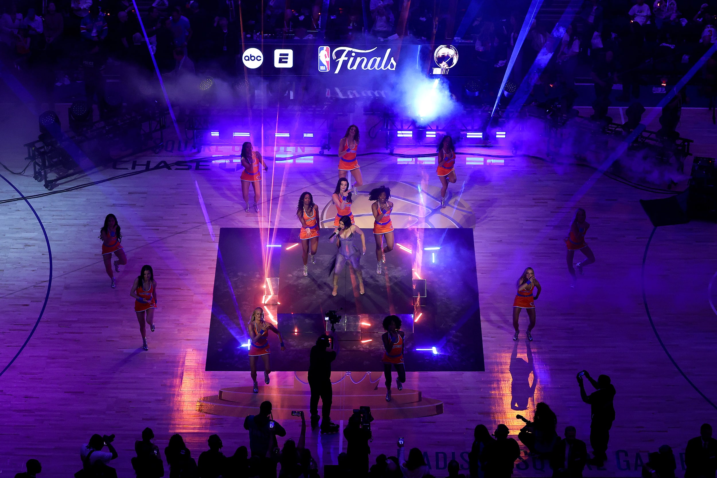 Cardi B performs during halftime between the San Antonio Spurs and the New York Knicks. 