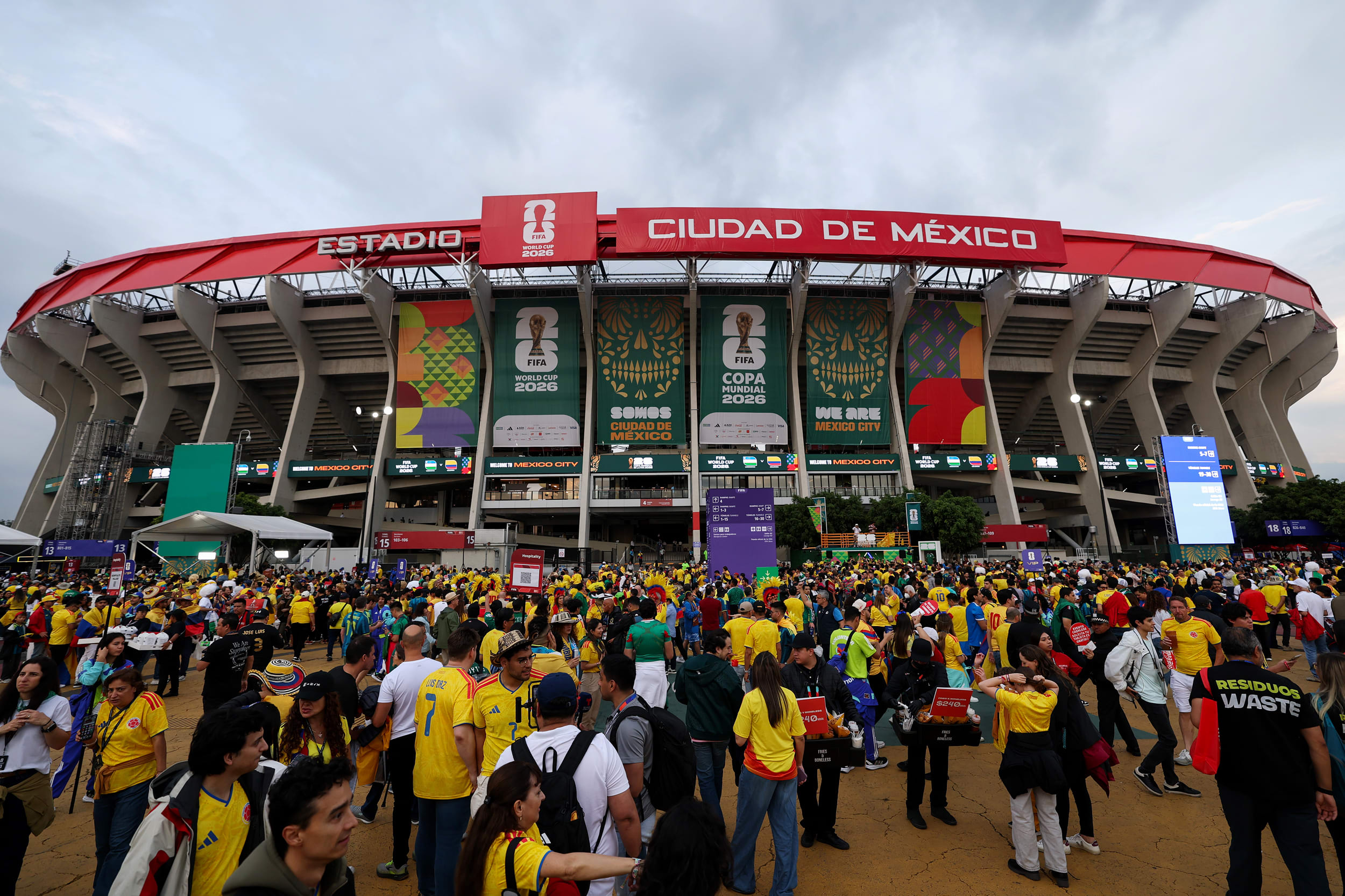 Fans arrive at the Mexico City Stadium.