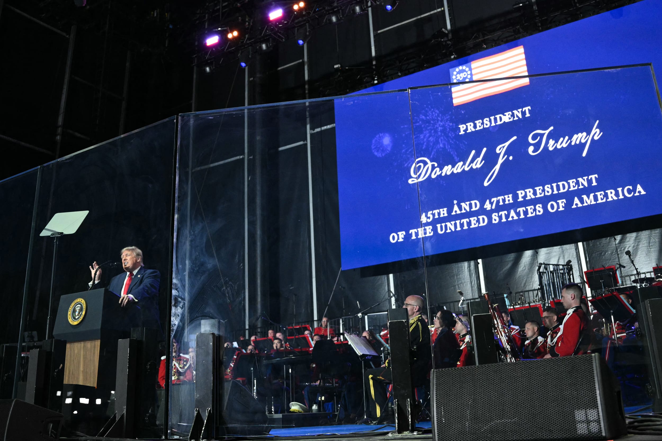 U.S. President Donald Trump during the "Great American State Fair" on the National Mall in Washington, D.C.