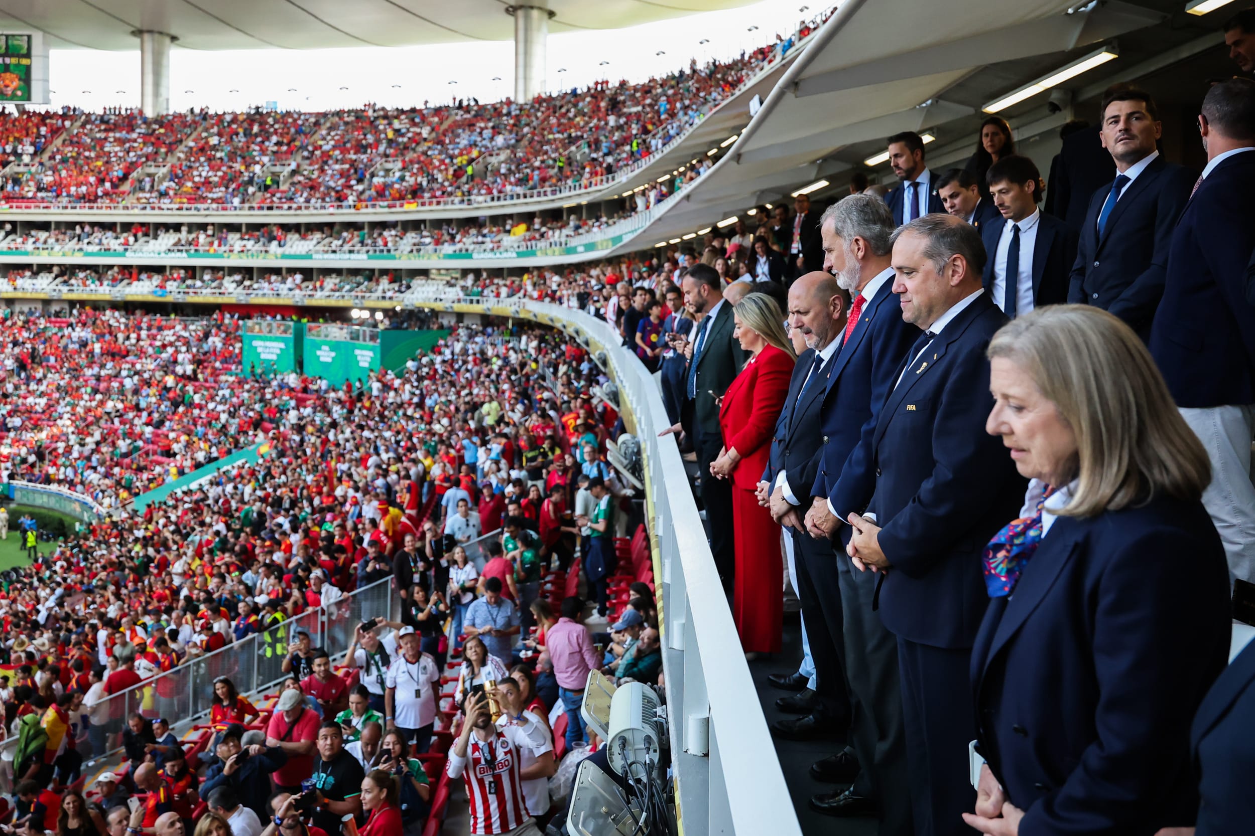 King Felipe VI of Spain attends the Uruguay v Spain match