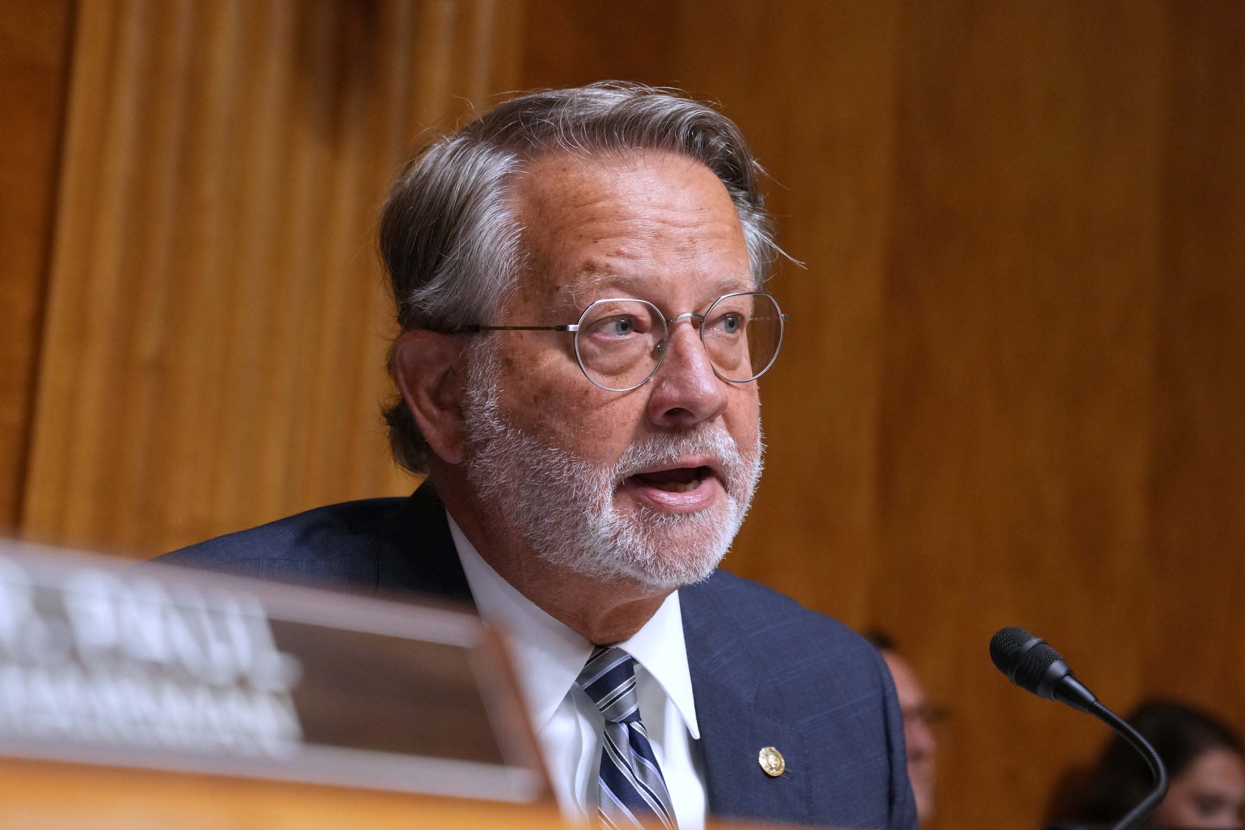 Sen. Gary Peters, D-Mich., speaks as Dr. Anthony Fauci appears before the Senate Homeland Security and Governmental Affairs Committee