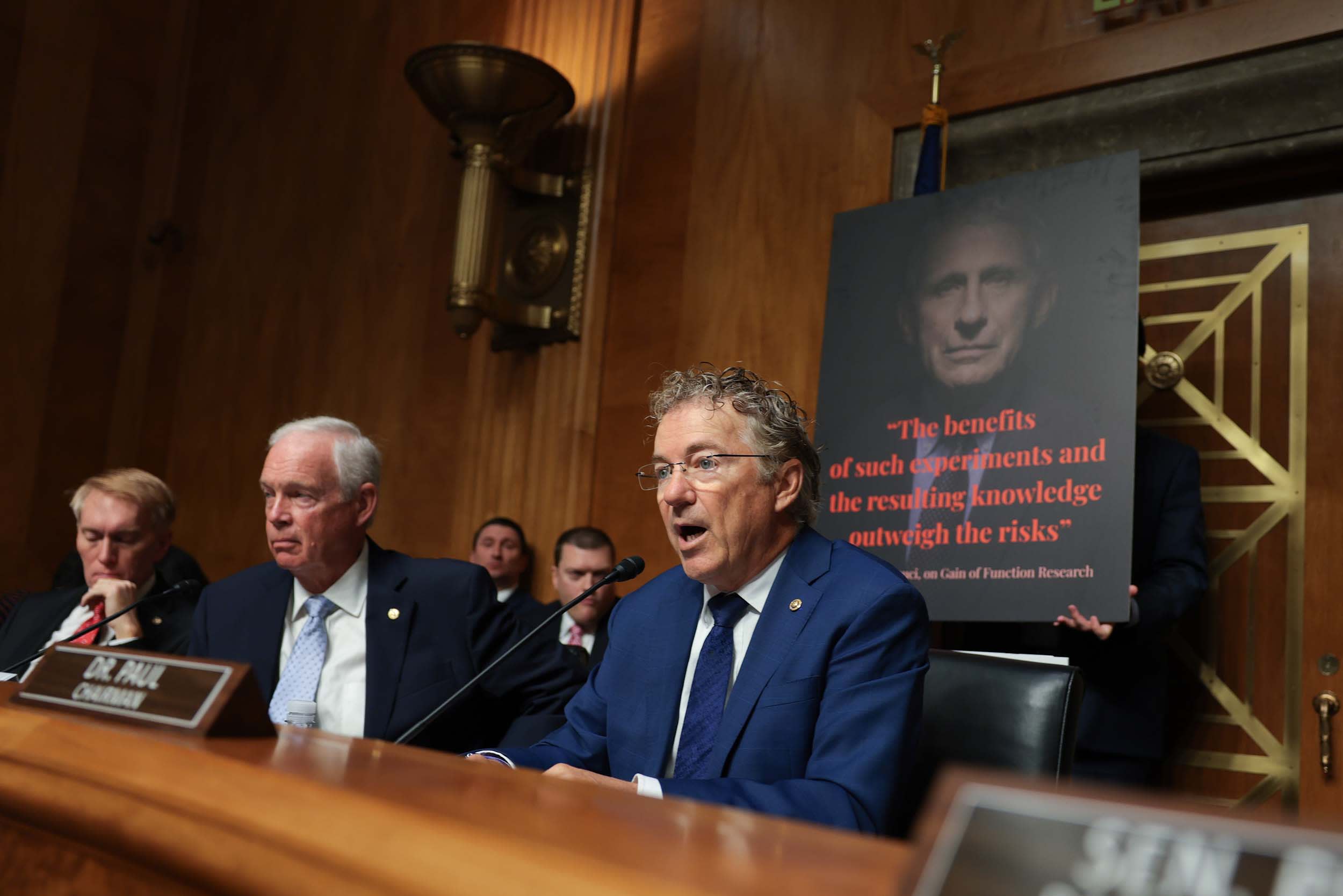 Committee Chairman Sen. Rand Paul, R-Ky., questions former NIH Director Anthony Fauci as he testifies before the Senate Homeland Security and Governmental Affairs Committee hearing on July 29, 2026.