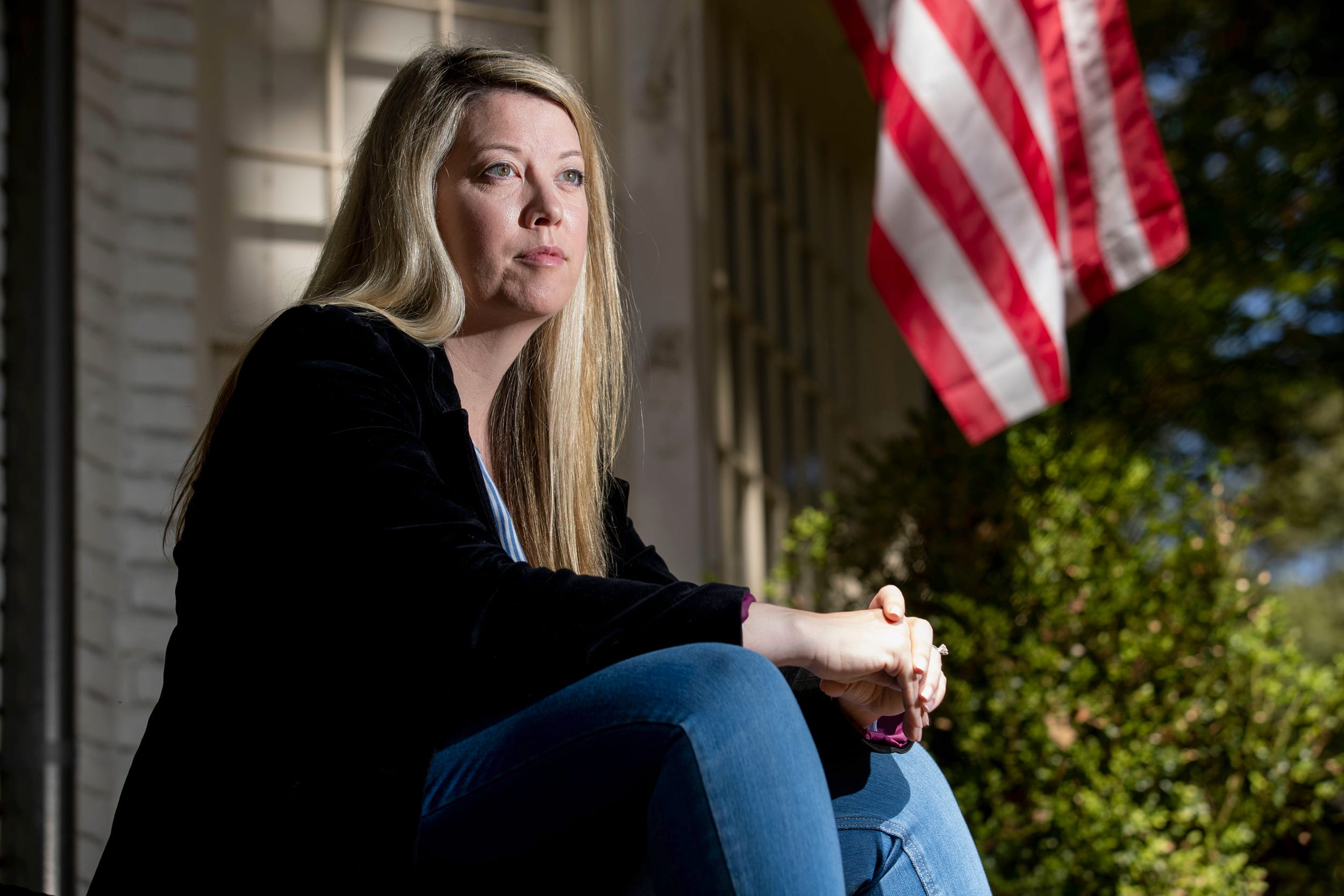 Jerri Green posing for a portrait outside a house in Memphis.