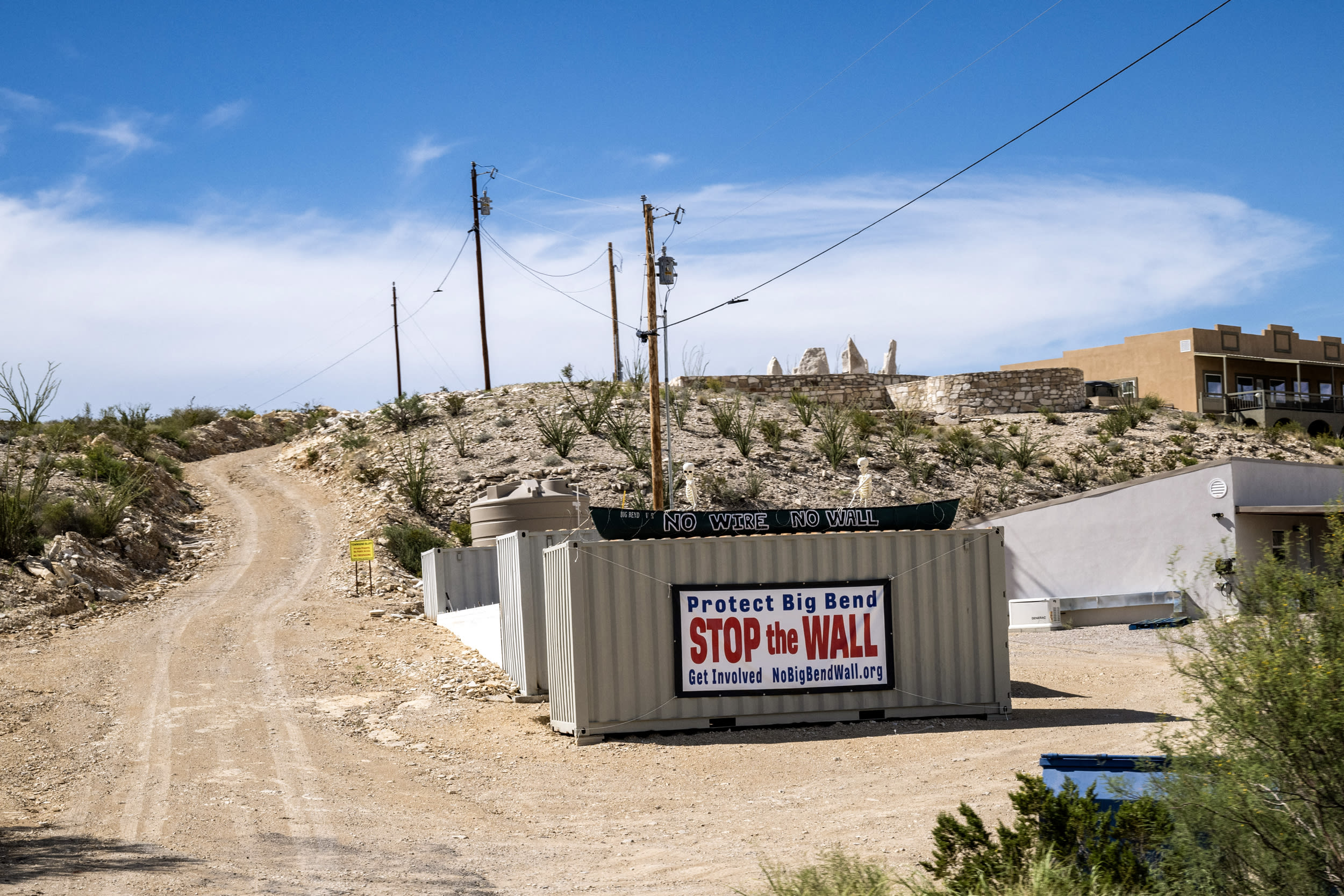 A protest sign on a state road that leads into Big Bend National Park 
