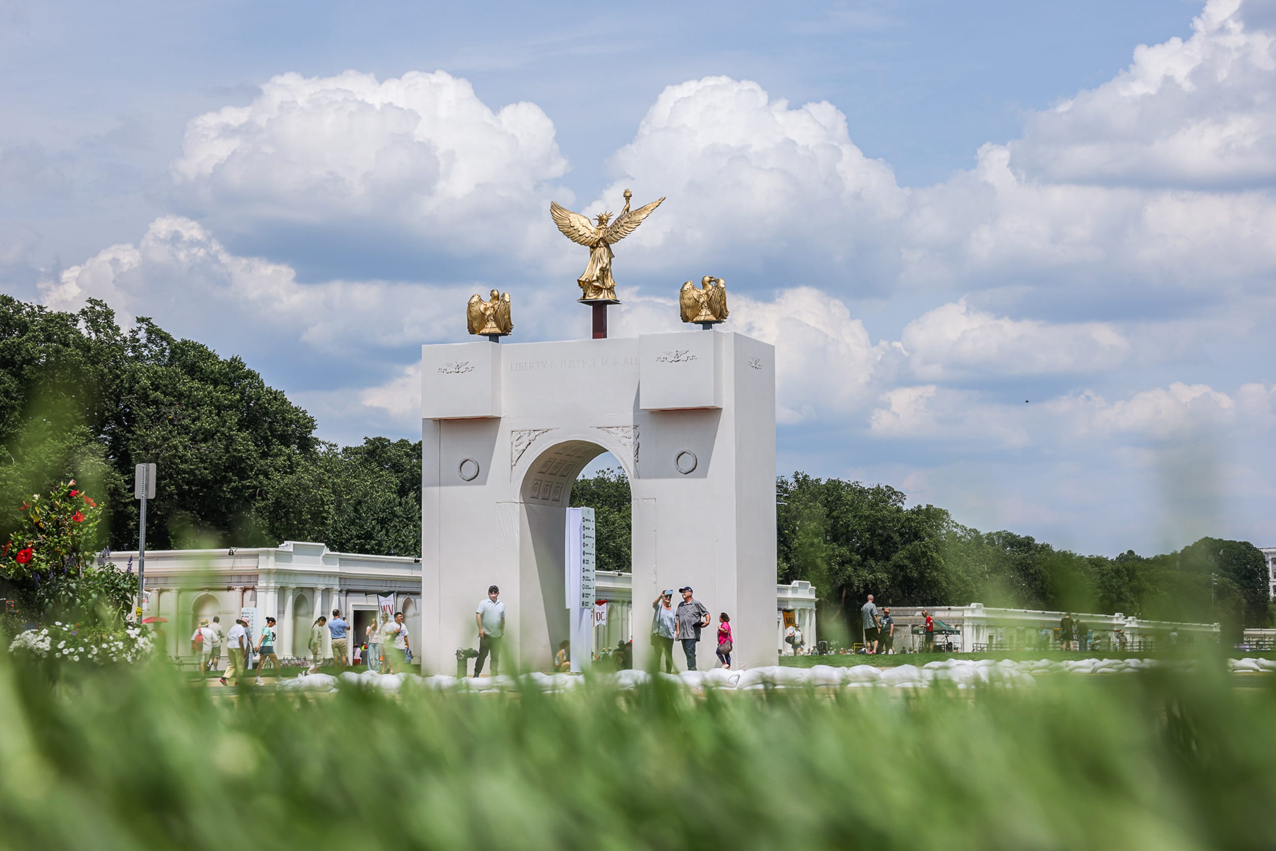 A replica of U.S. President Donald Trump's planned Triumphal Arch.