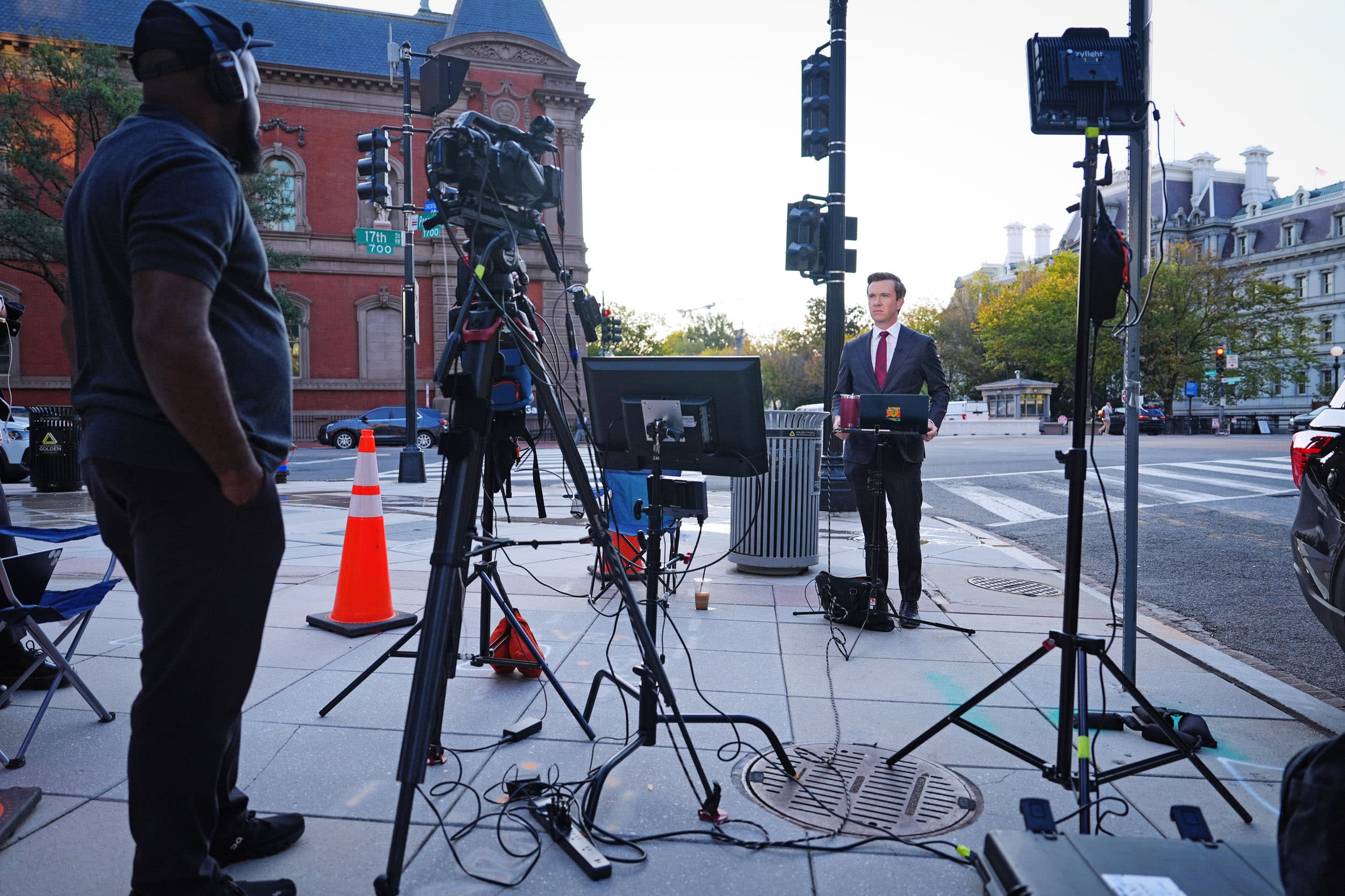 Vaughn Hillyard, White House correspondent for MS NOW, report from a street corner near the White House, Monday, Sept. 21, 2026.