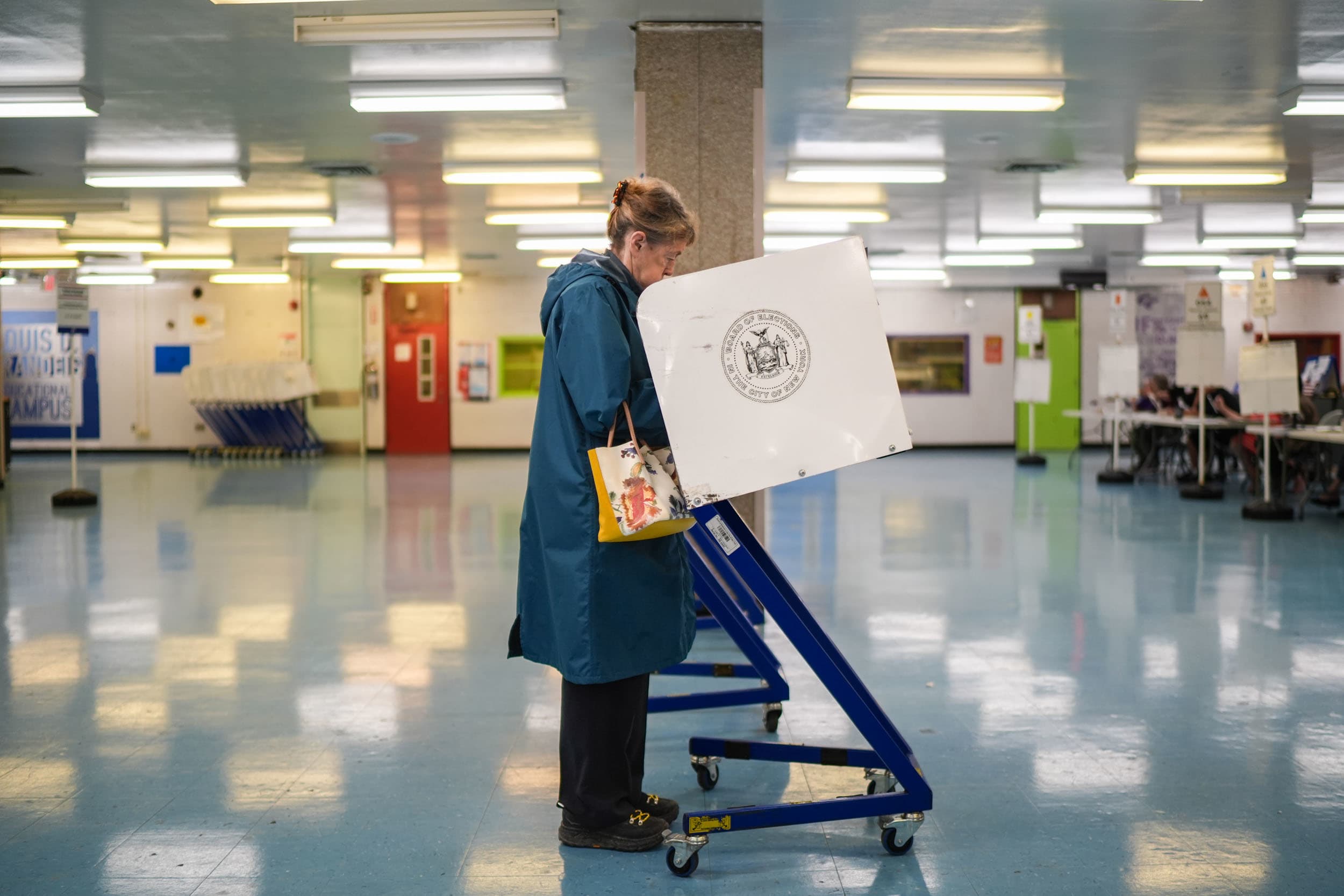 A voter casts a ballot in New York’s primary election on June 23, 2026.