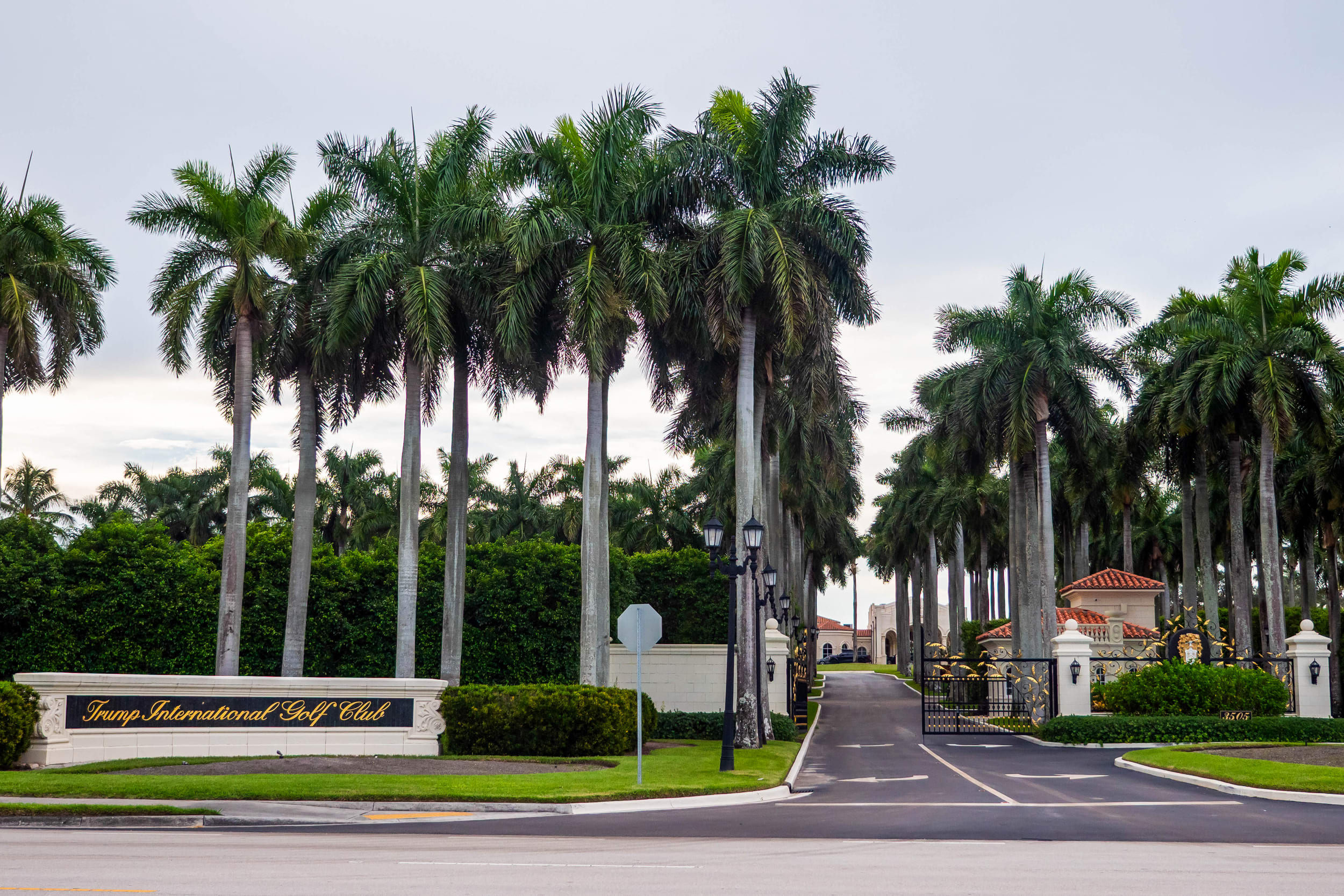 A view of the entrance to Trump International Golf Club in Palm Beach County, Florida.