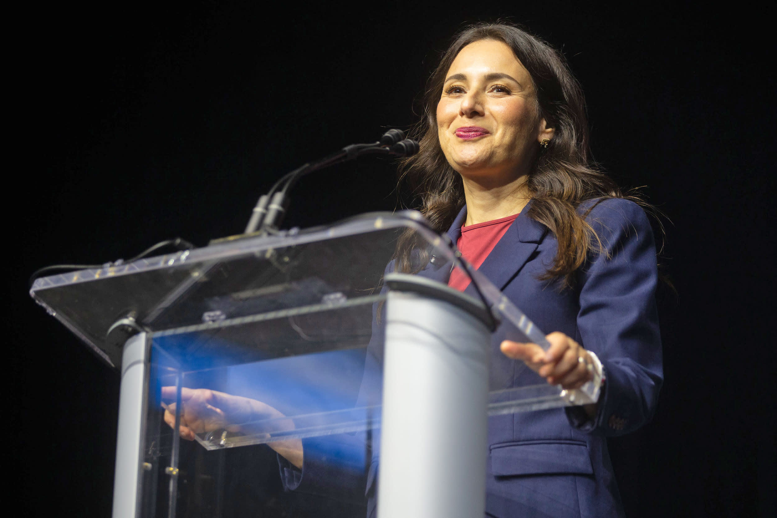 State Rep. Gina Hinojosa, the Democratic candidate for Texas governor, in Corpus Christi on June 26, 2026.