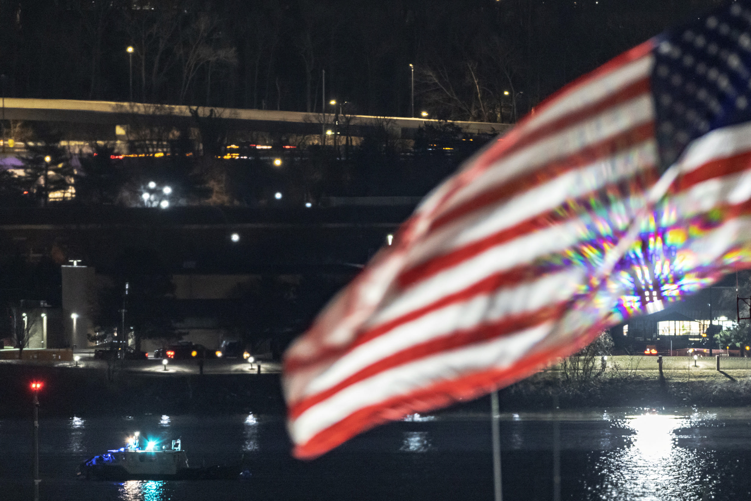 Aftermath of the collision of American Eagle flight 5342 and a Black Hawk helicopter that crashed into the Potomac River, in Arlington