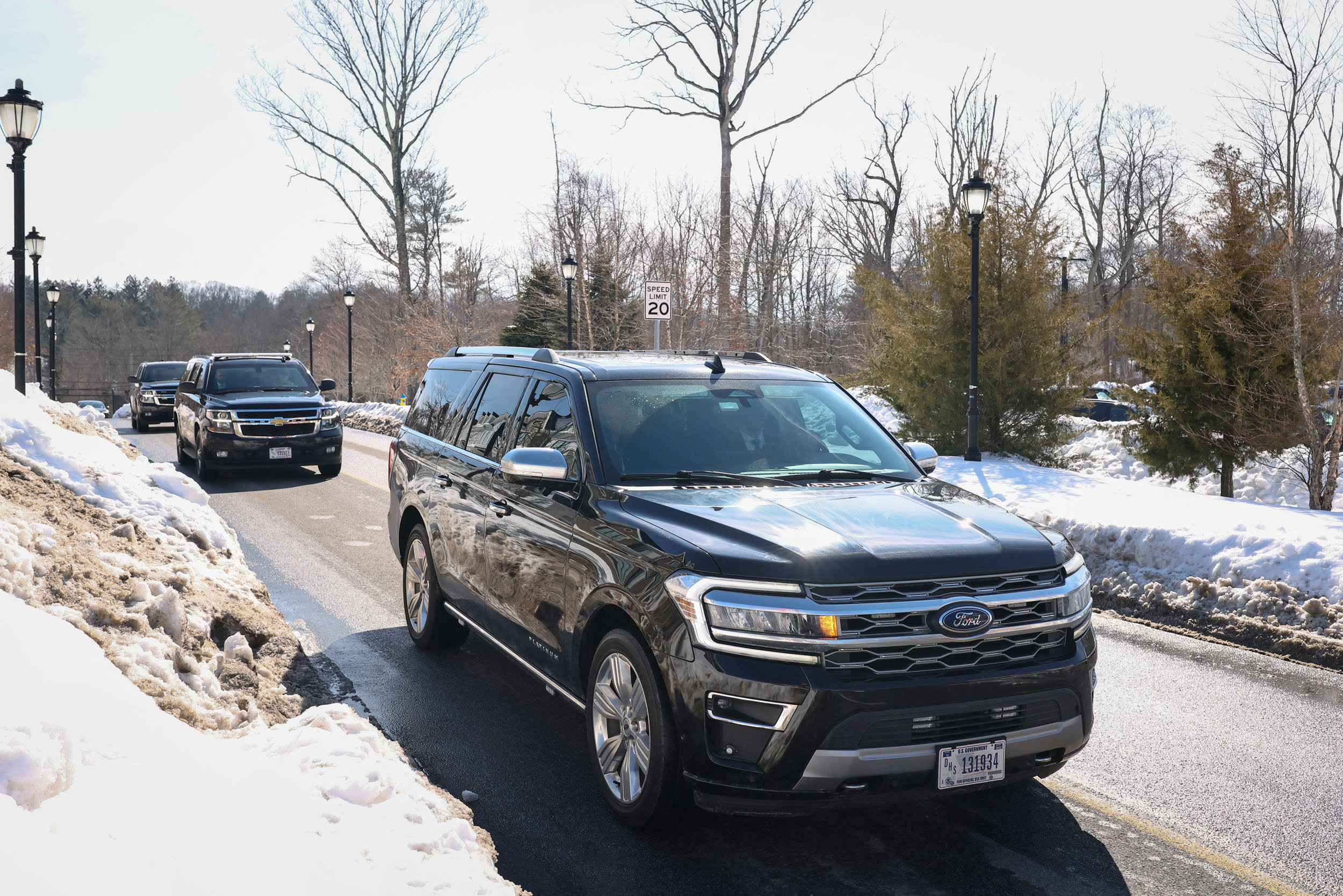 The motorcade believed to be carrying former Secretary of State Hillary Clinton