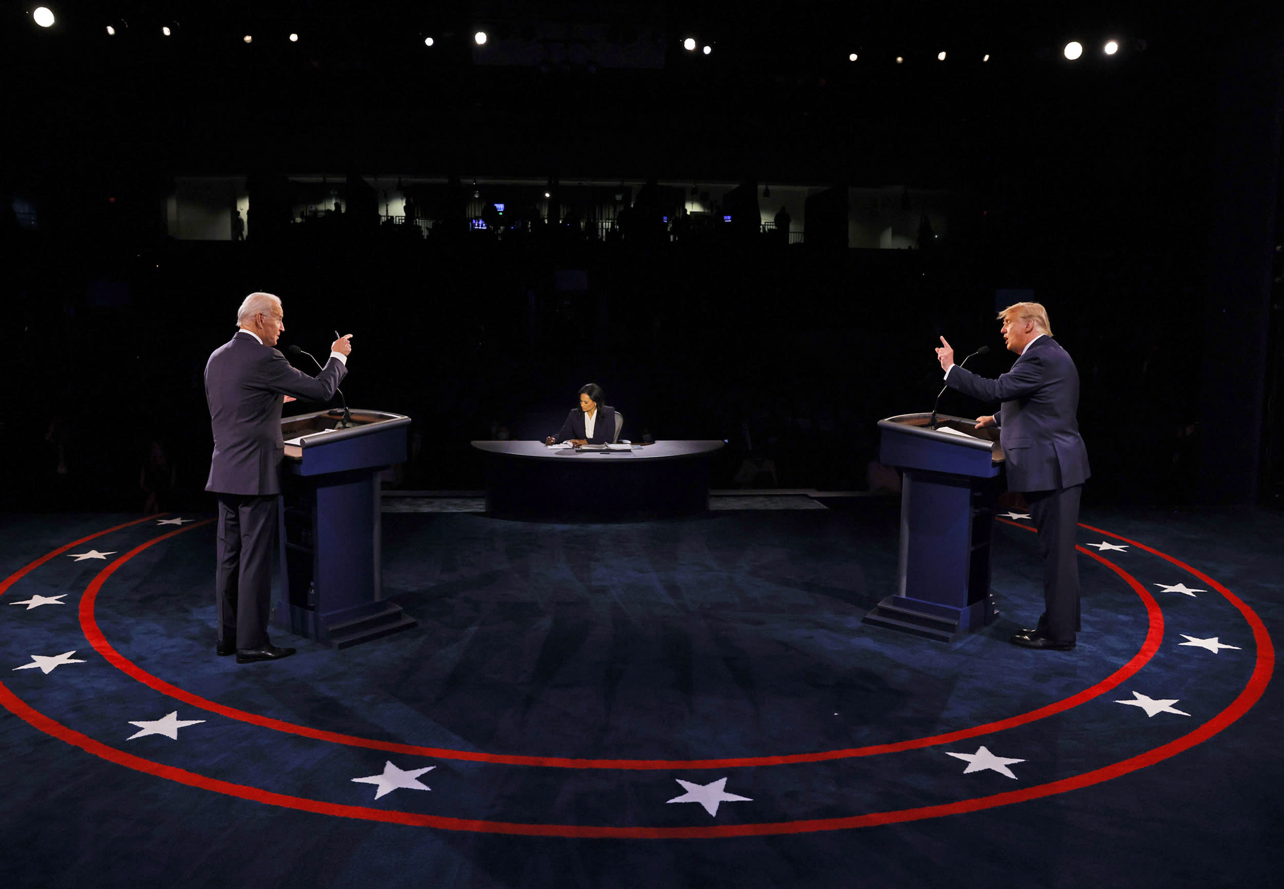 President Donald Trump and Democratic presidential nominee Joe Biden at the final presidential debate at Belmont University on Oct. 22, 2020 in Nashville, Tenn.