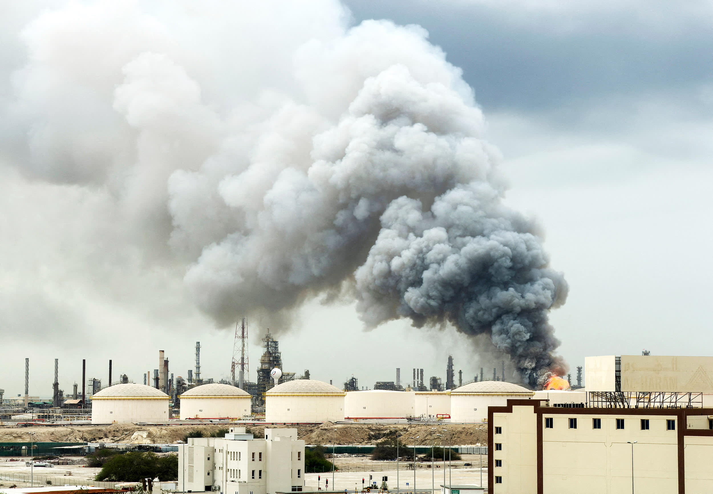 Smoke rises following a strike in Manama