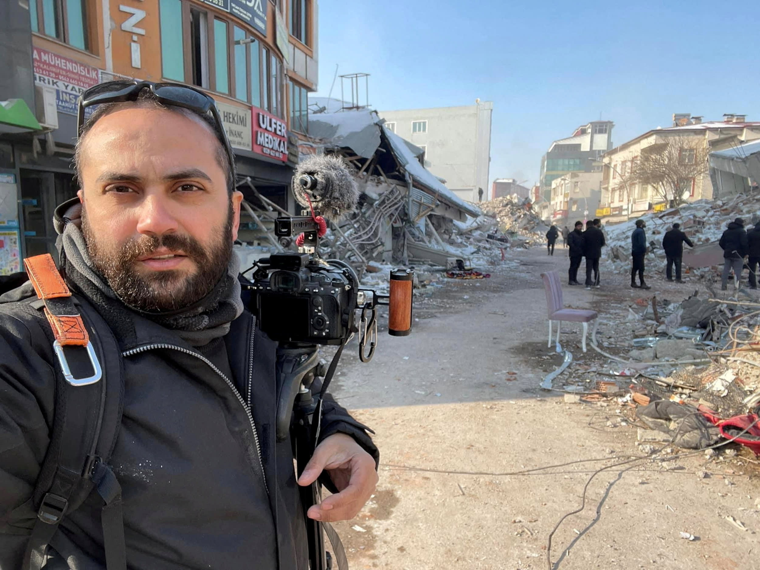 Reuters' journalist Issam Abdallah while working in Maras, Turkey in February.