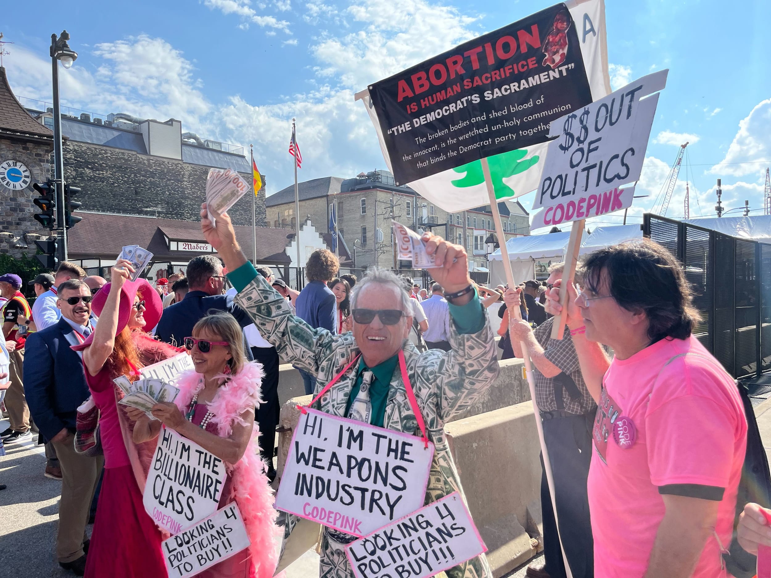 Coe Pink protesters at the Republican National Convention.