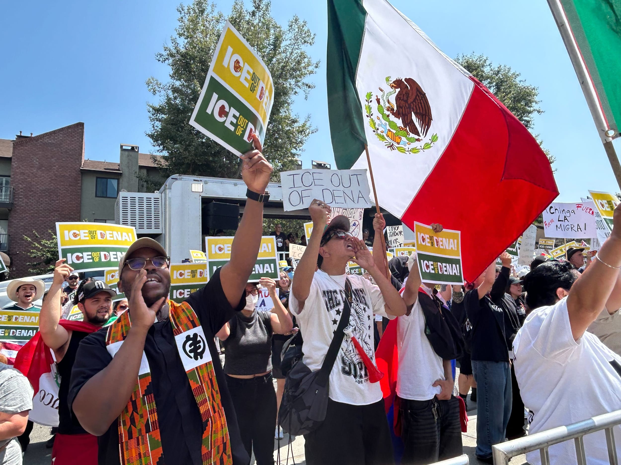 A protest in Pasadena, Calif., on June 12, 2025.