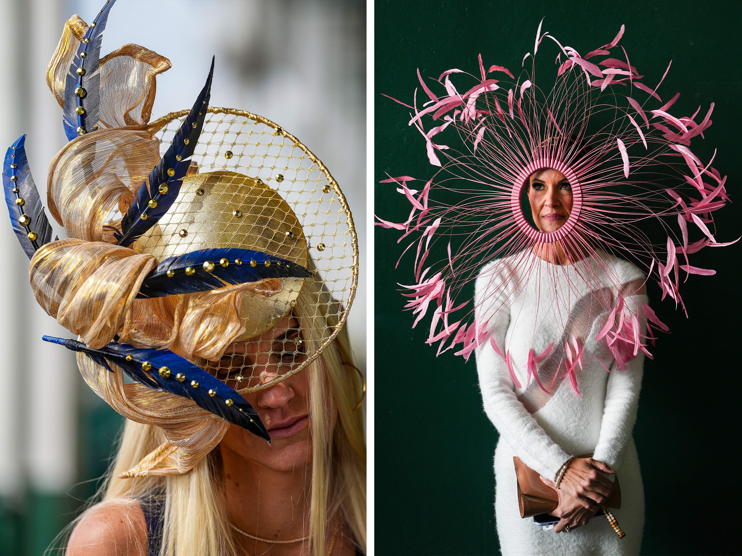 A composite image of people at the Kentucky Derby.