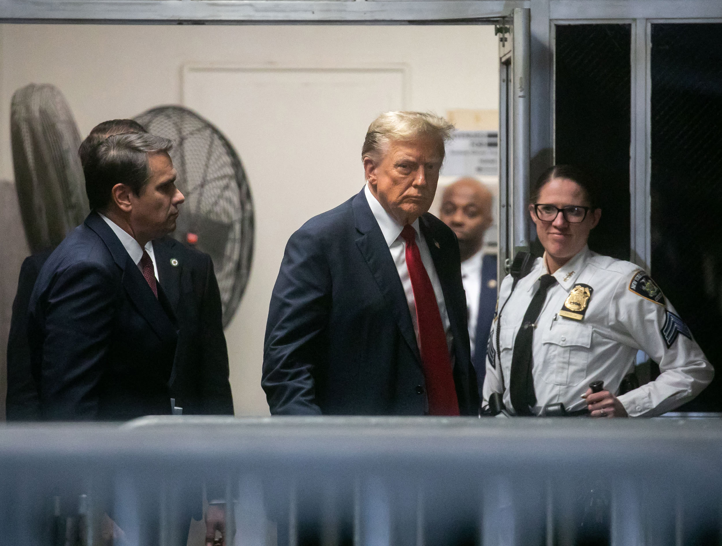 Former President Donald Trump returns to the courtroom after a break at Manhattan Criminal Court in New York City on April 15, 2024.