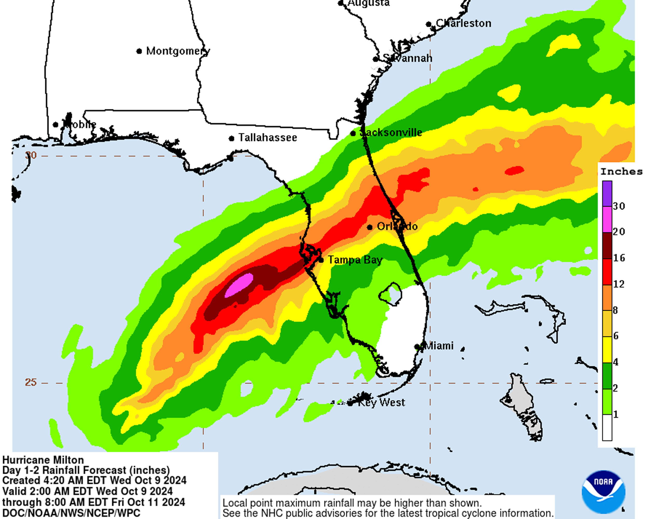 Rainfall forecast Hurricane Milton