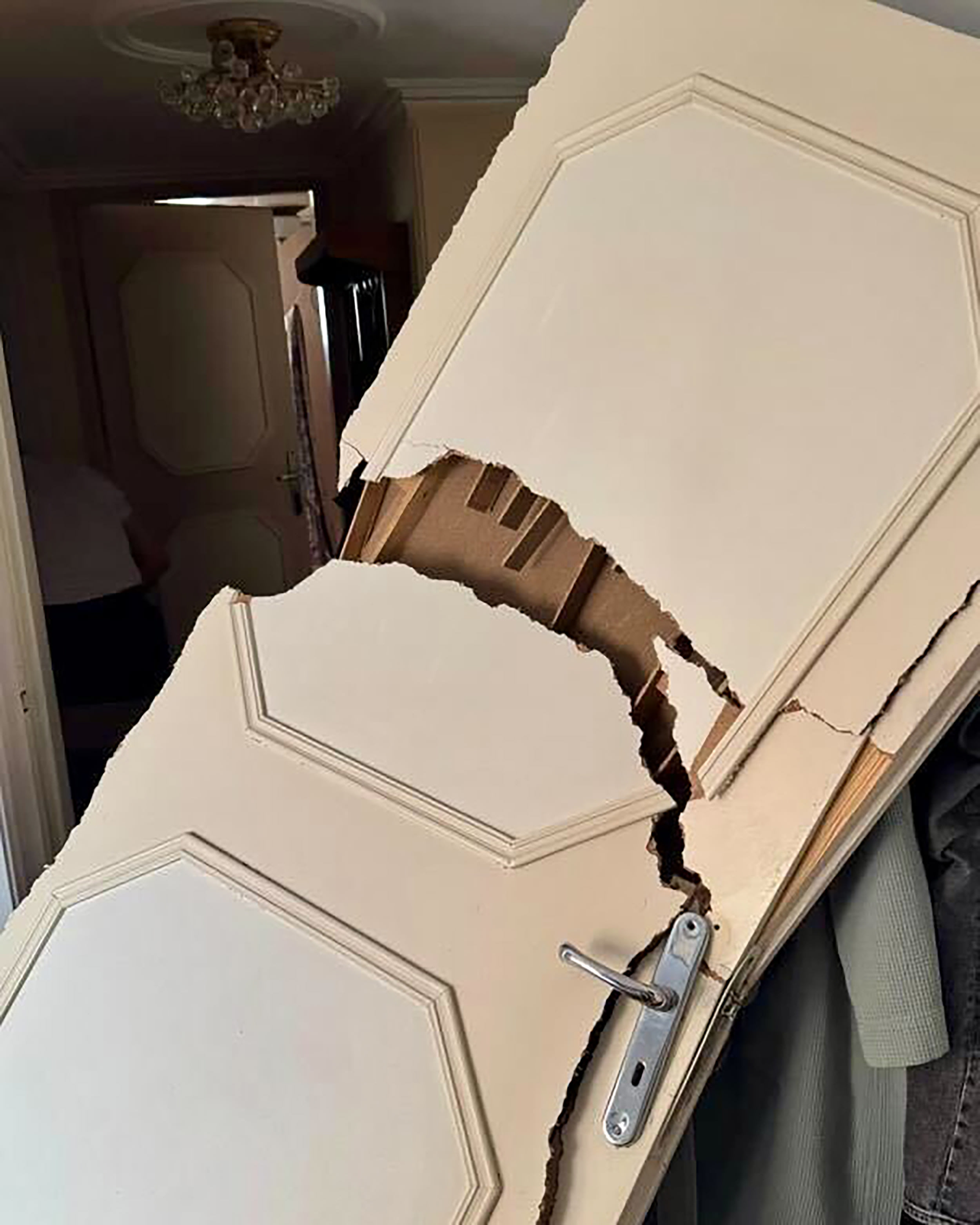 Damage inside residence in Marzdaran, west Tehran on Friday after a police station was targeted in the local area. 